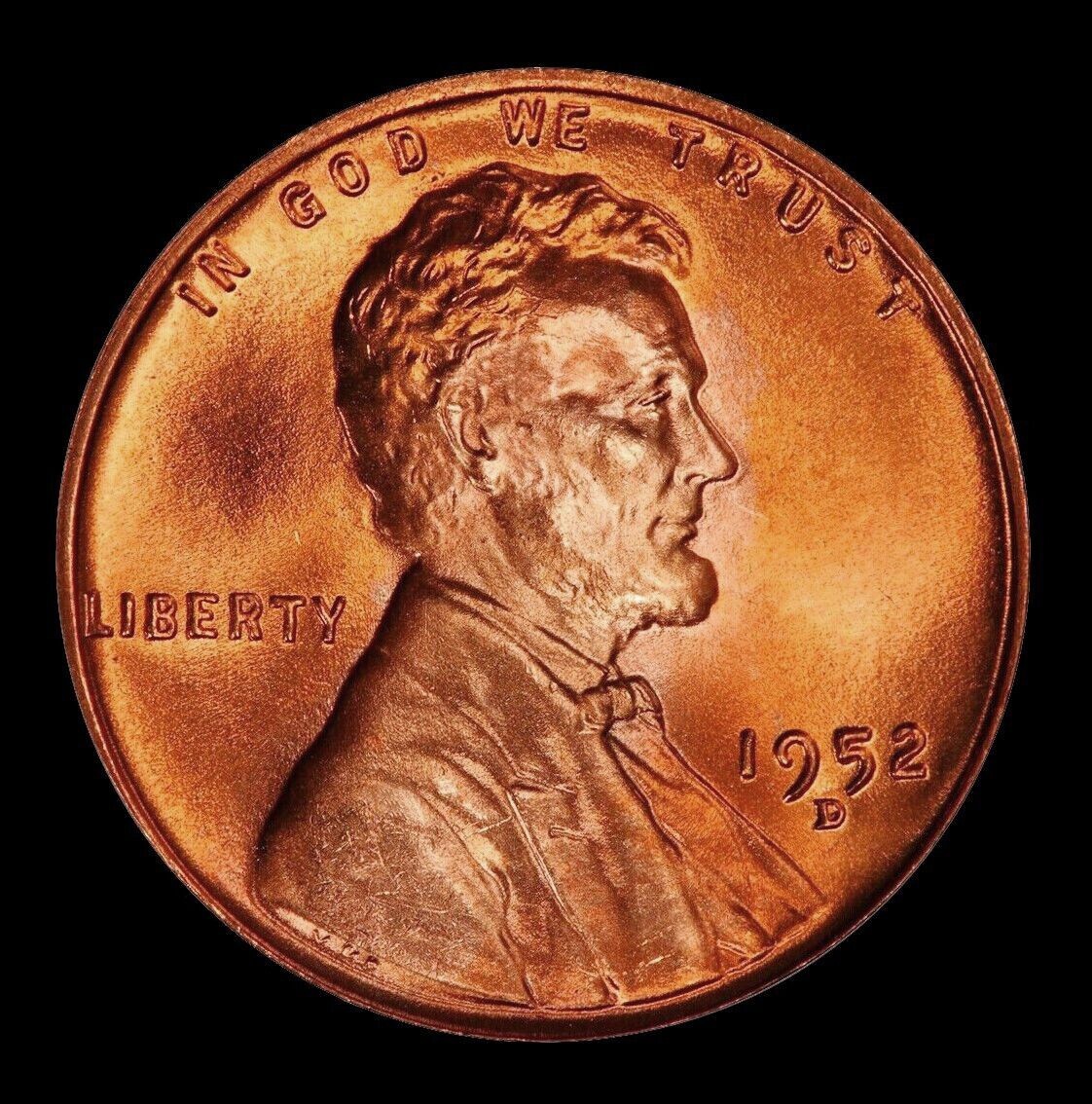 RED 1952-D Lincoln Cent Wheat Penny   BU FREE SHIPPING (B101)