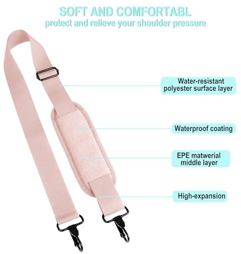 Shoulder Strap 56 inch, Universal Adjustable Thick Soft Duffel Bag Pink
