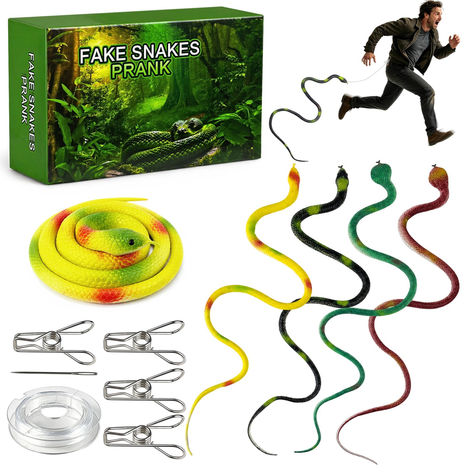 PPXMEEUDC 4 Sets Snake Prank Kit Colour Realistic with Transparent String...