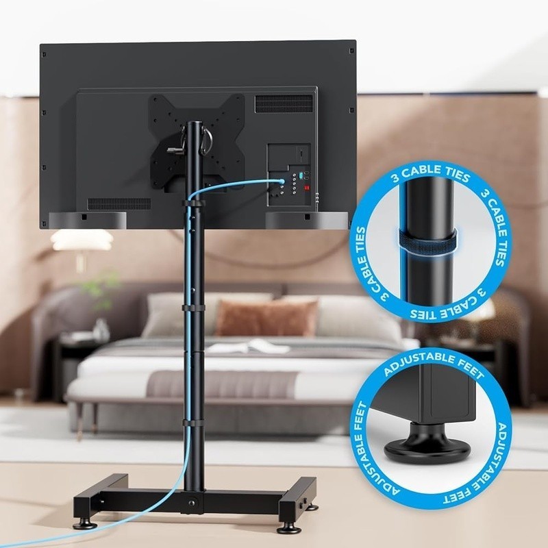 Floor Stand for 13-50 inch Screens Holds 77lbs Tilting Height Adjustable Monitor