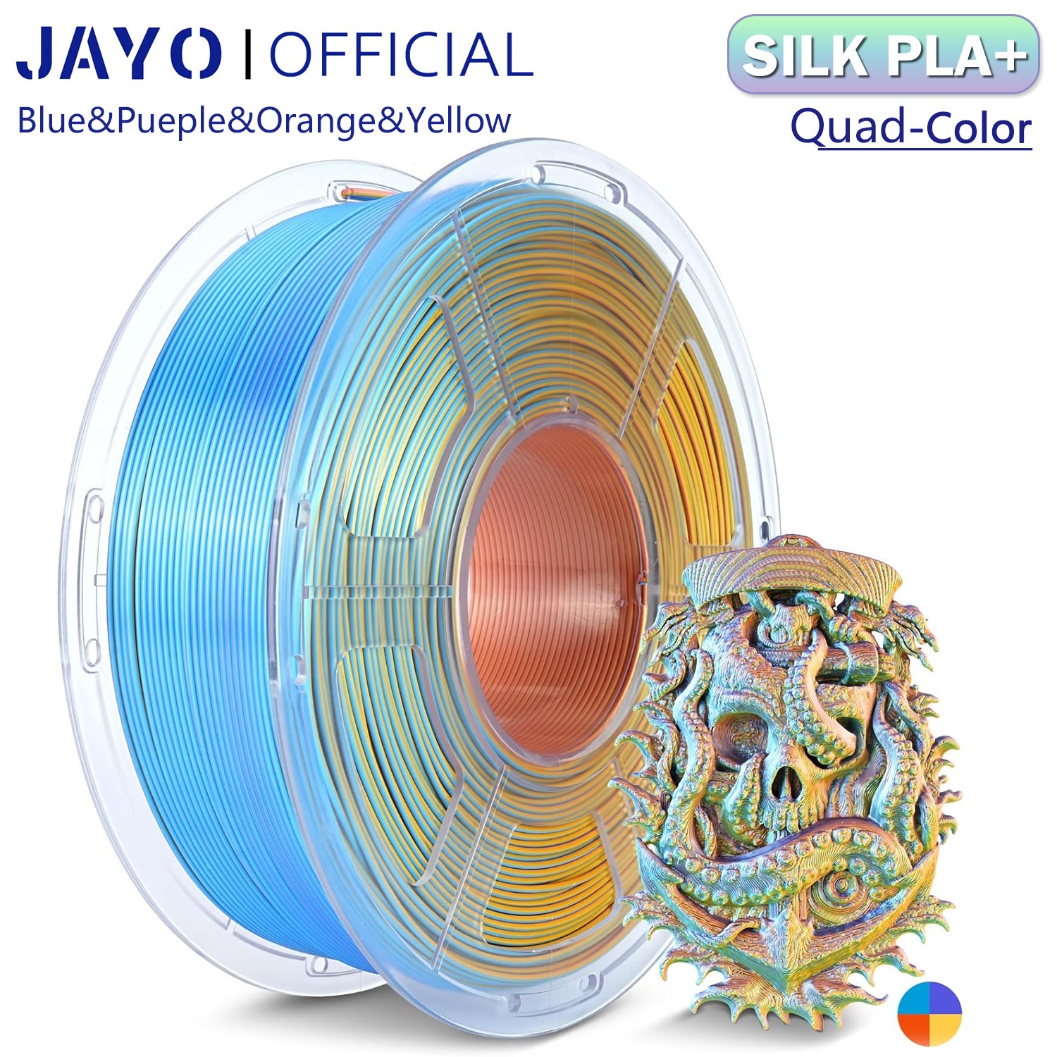 JAYO SILK PLA+ Quadruple Color 1.75mm 3D Printer Filament 1.1KG Fit Most Printer