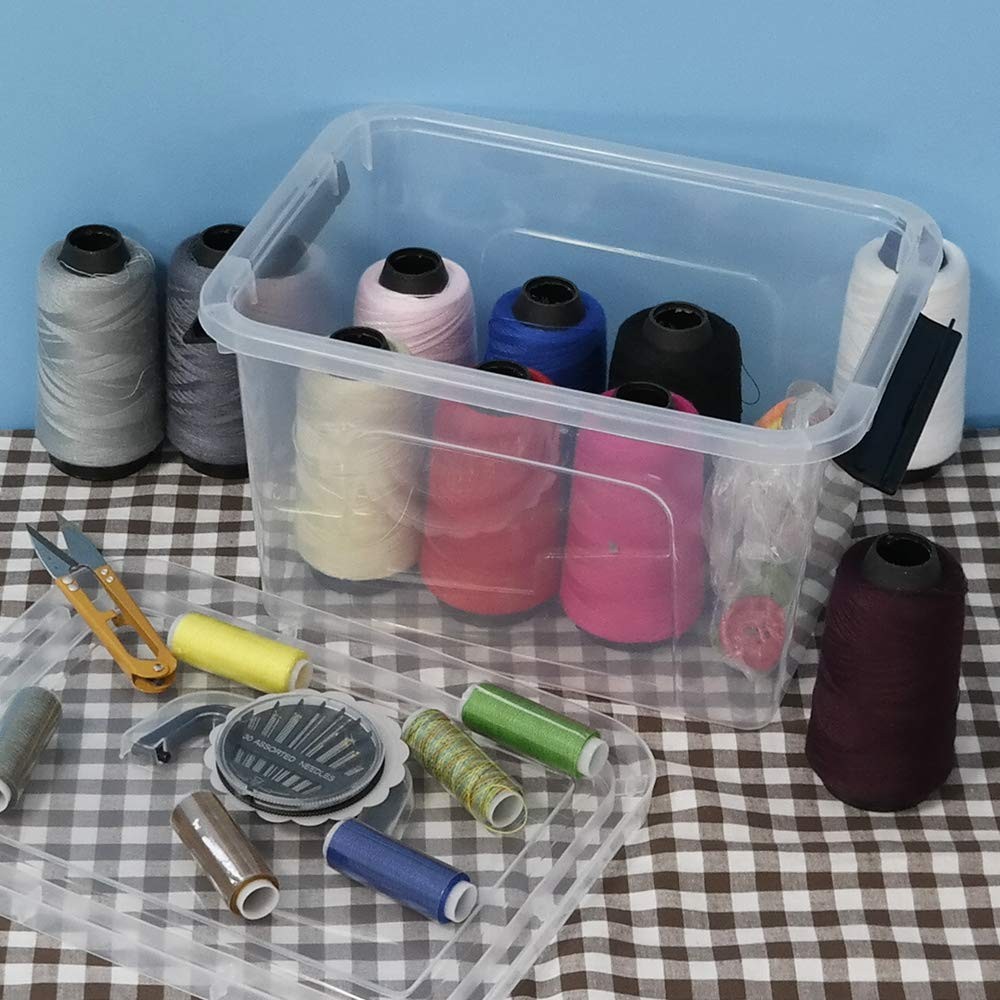 4 PCS 6 Quart Small Clear Plastic Stackable Storage Bins Latching Lids