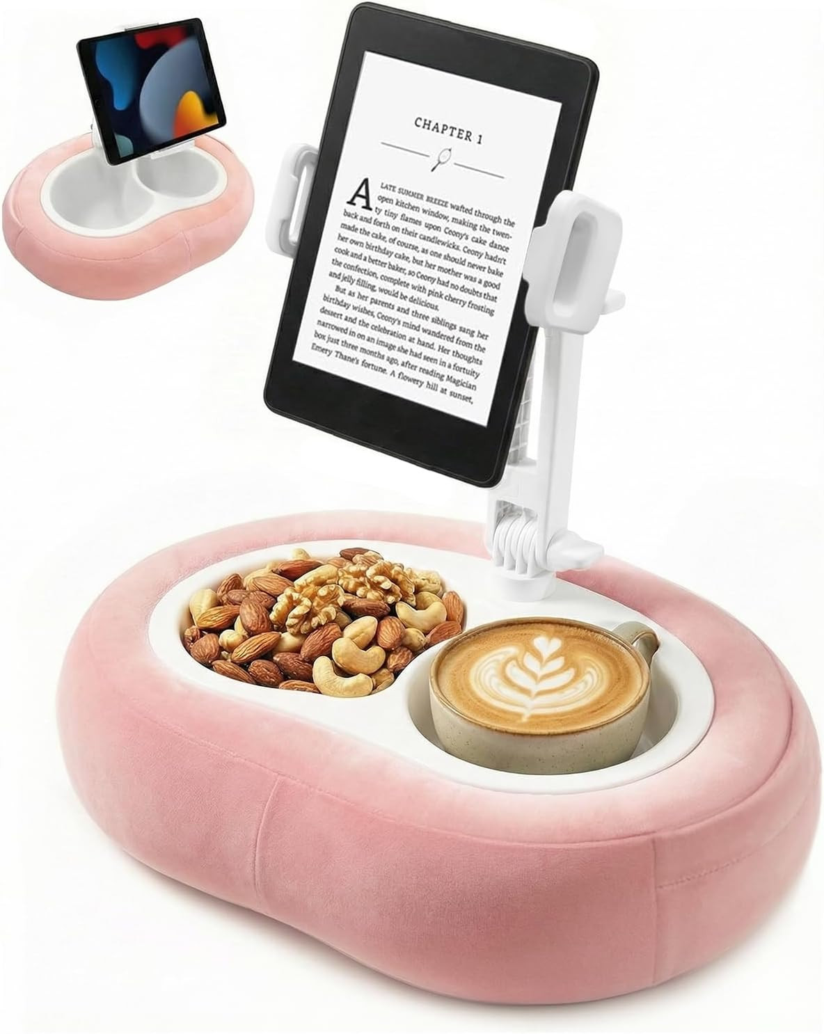 Miledi Tablet Pillow Stand for Bed with 360° Rotating Holder, Pink | Compatible