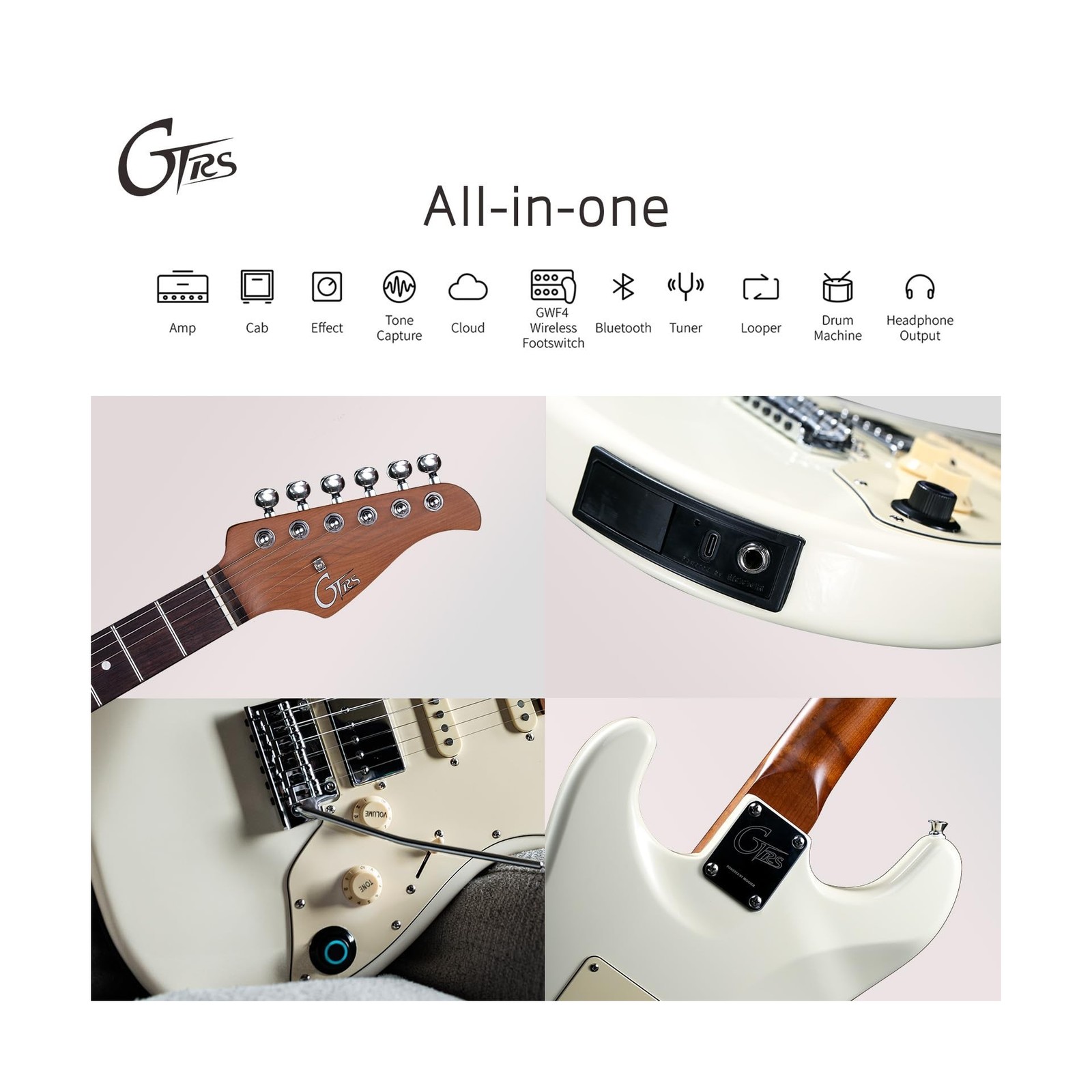 GTRS S800 Smart Electric Guitar Kit with Effects System, HHS Pickup, Loop Dru...