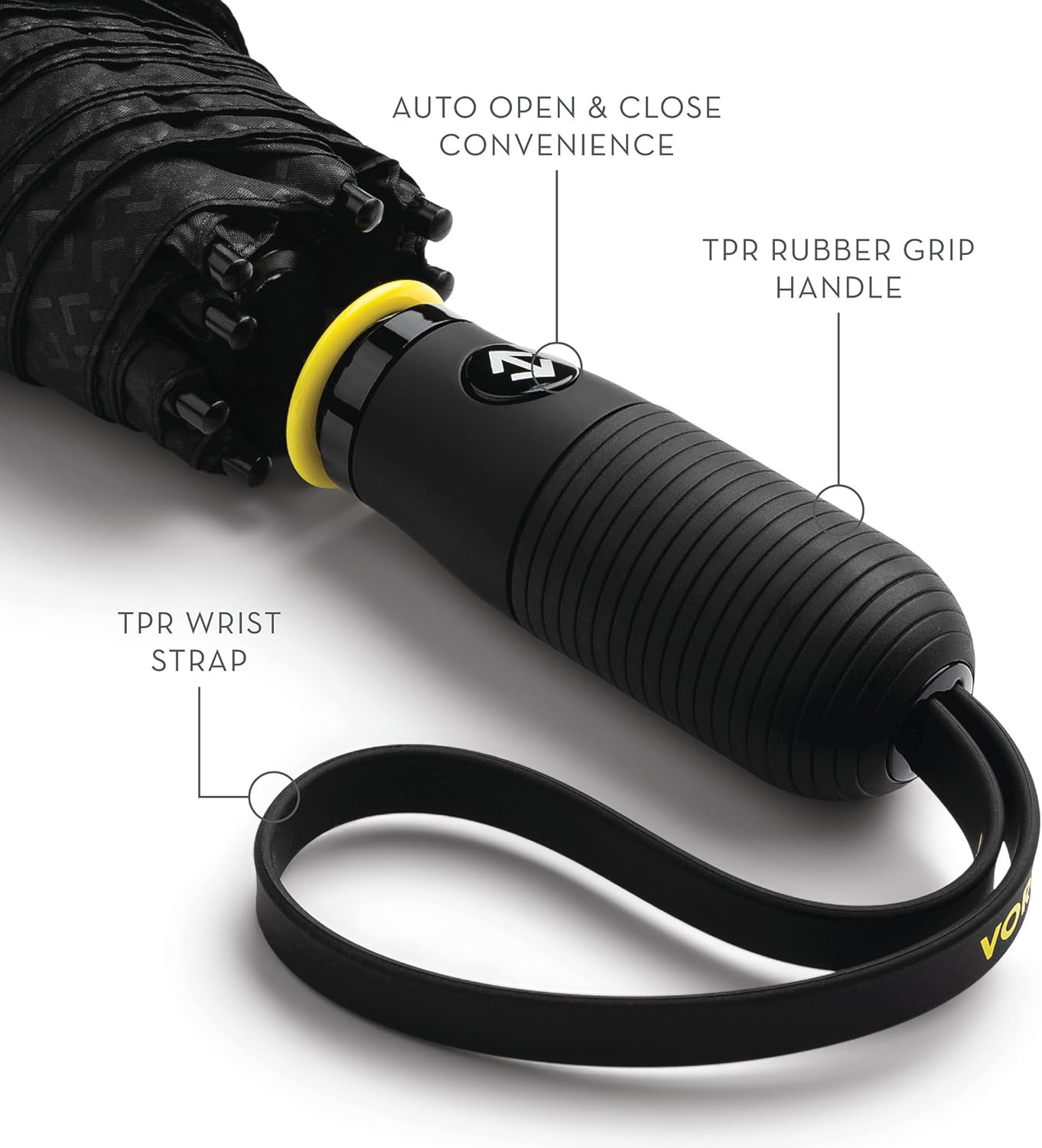 Vortex Compact Umbrella - 11" Fold, 43" Arc, One-Hand, Windproof 75 Mph