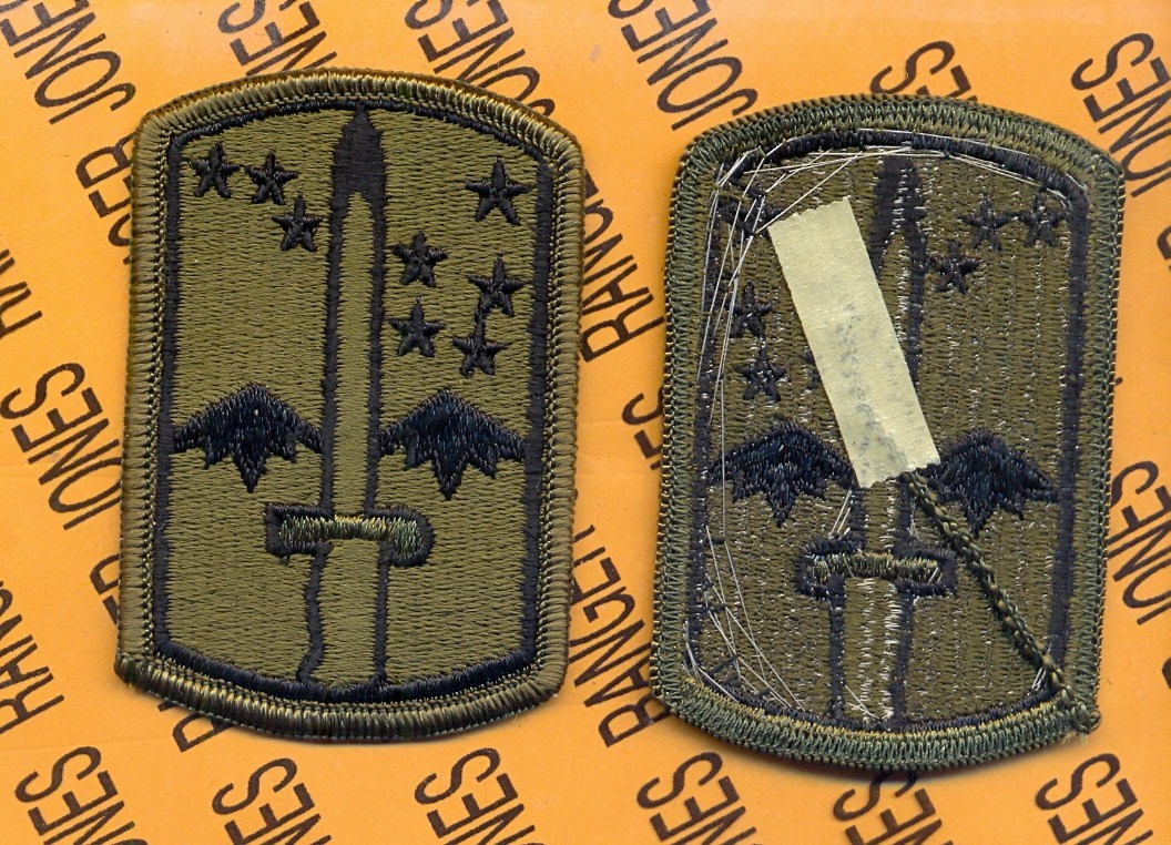 US Army 172nd Infantry Brigade OD Green & Black BDU ~3" uniform patch m/e