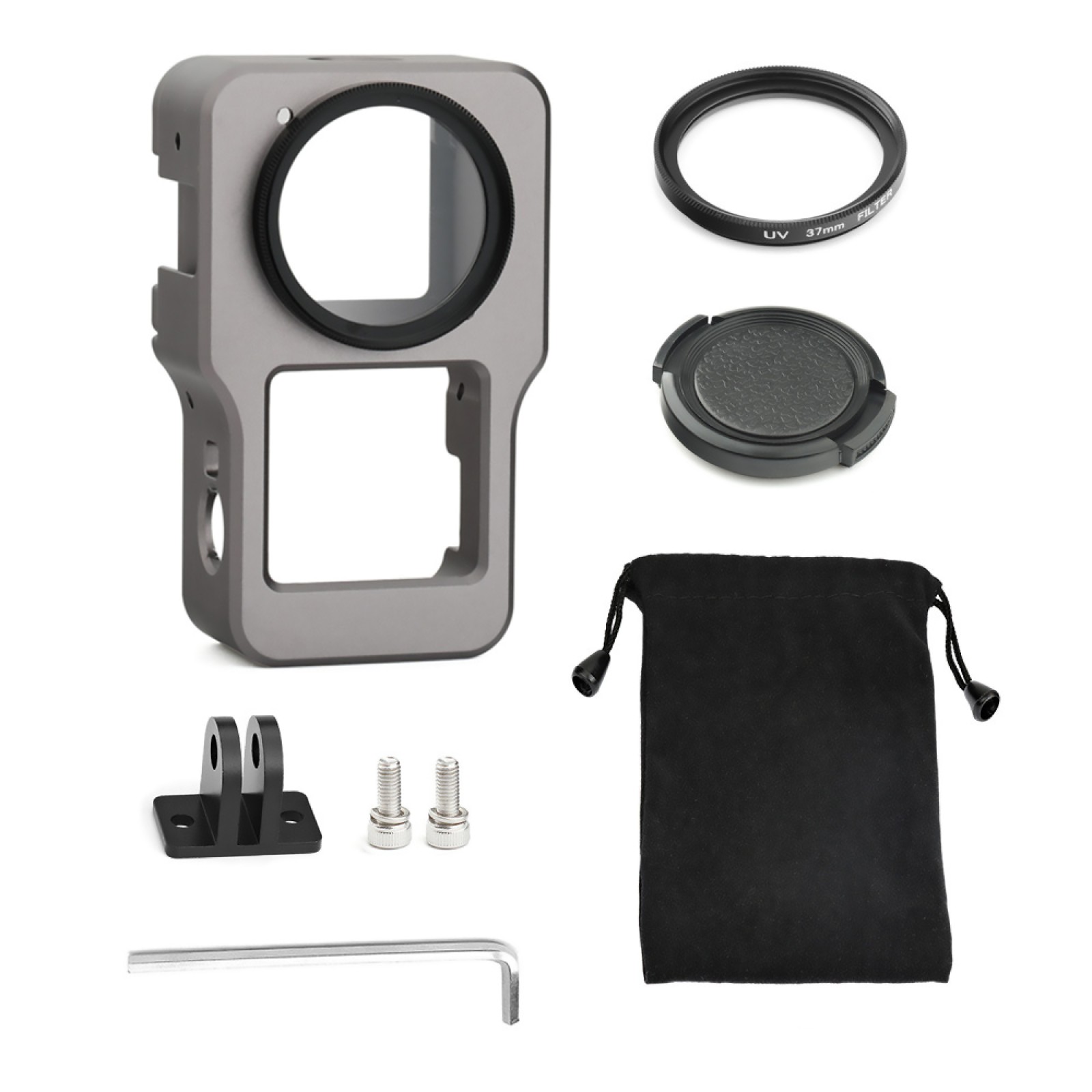 Aluminum Camera Frame Case W/ Filter Lens Cover Adapter Base For DJI Action 2;