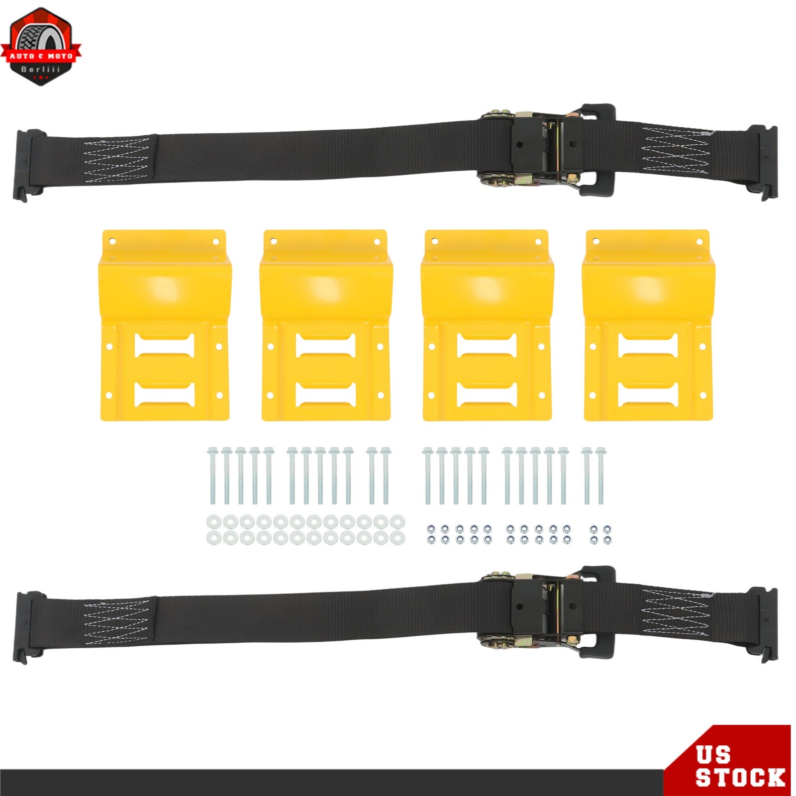 High Quality Trailer 6' Black Ratchet Strap E-Track Wheel Chock Tie Down Durable
