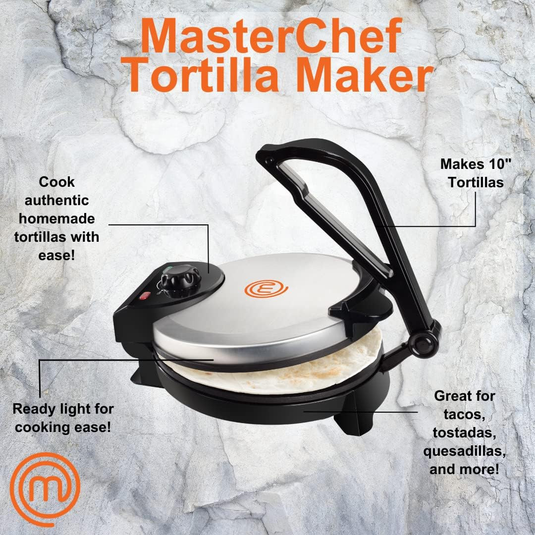 Electric Tortilla Maker - Non-Stick, Adjustable Temp for Perfect Flatbreads