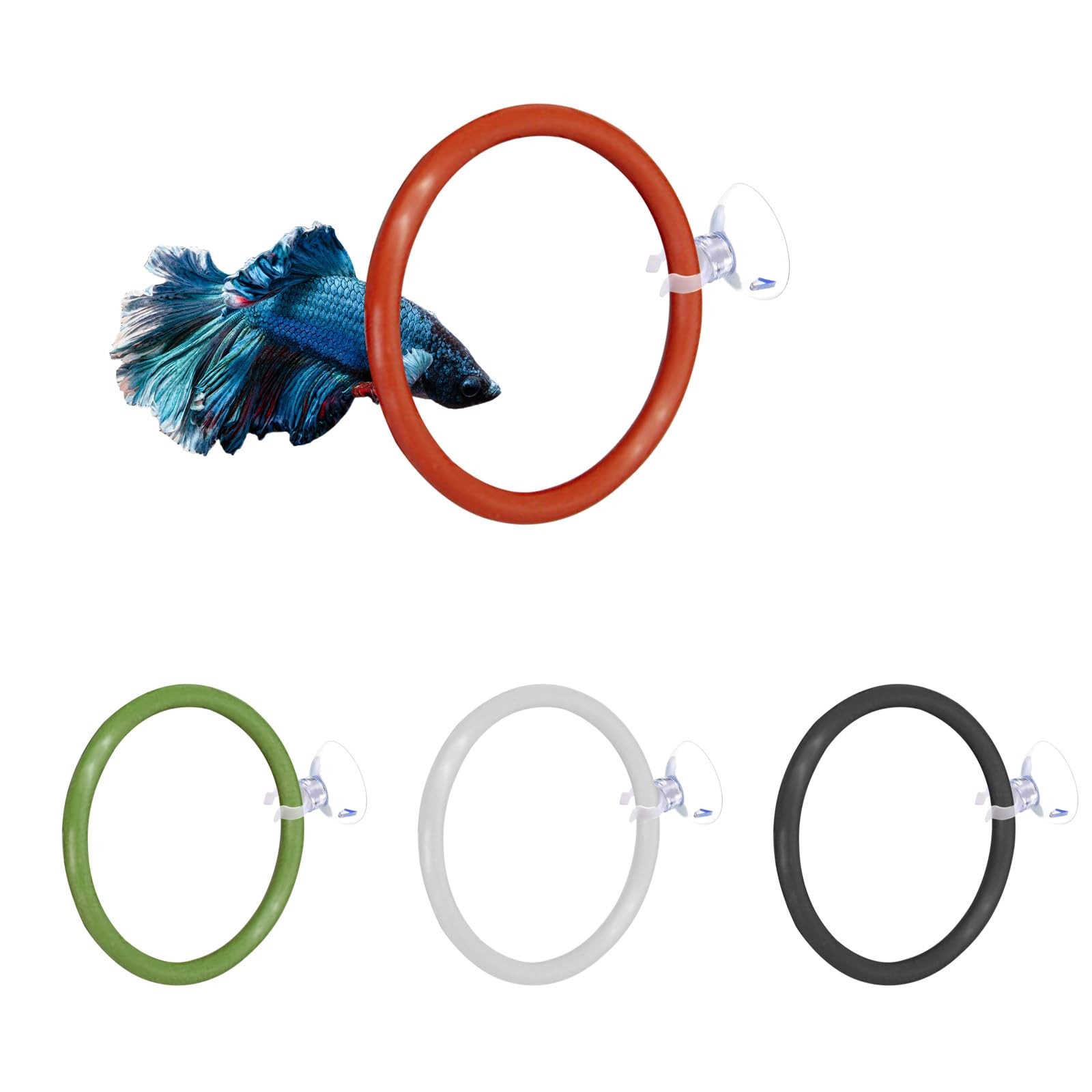 4 Pcs Upgraded Betta Fish Exercise Ring for Aquarium, Soft Silicone Training ...
