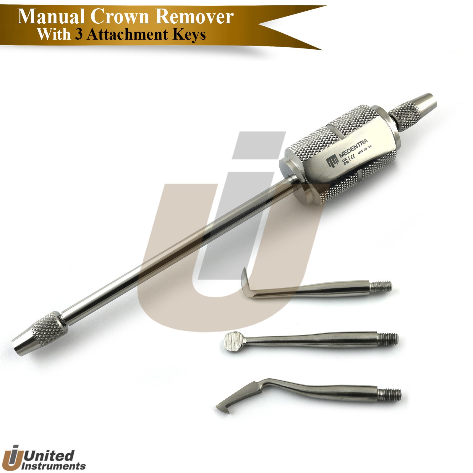 Dentist Manual Crown And Bridge Remover Gun With 3 Heads Surgical Instruments CE