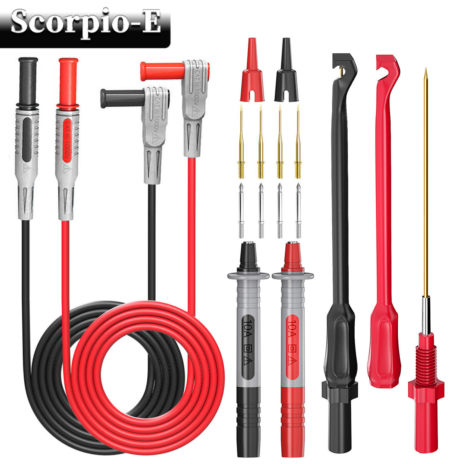 16PCS Multimeter Automotive Test Lead Kit with Wire Piercing Clip Puncture Probe