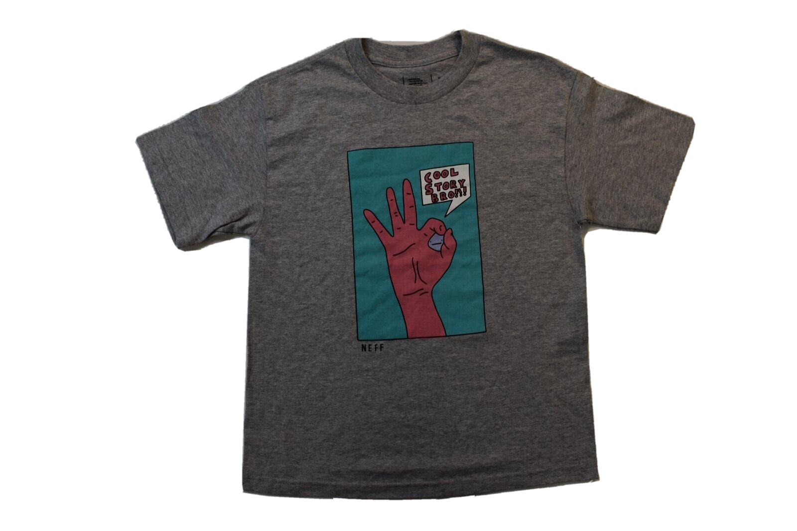 NEFF Youth Boys Stay Coll Bro!!! Gray Shirt NWT M