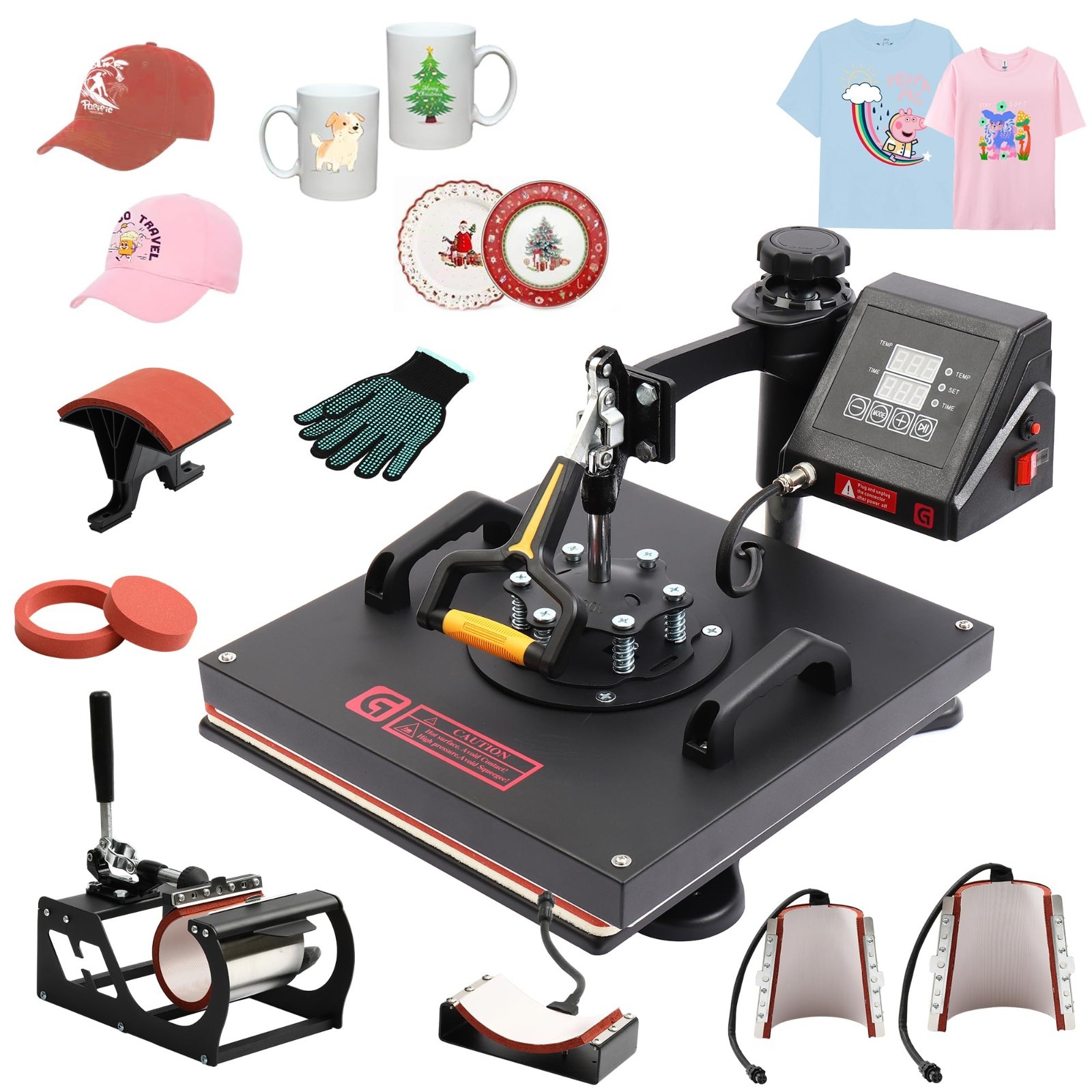 8 in 1 Heat Press Machine Sublimation Printing 15"x15" For T-Shirt Mug Hat Plate