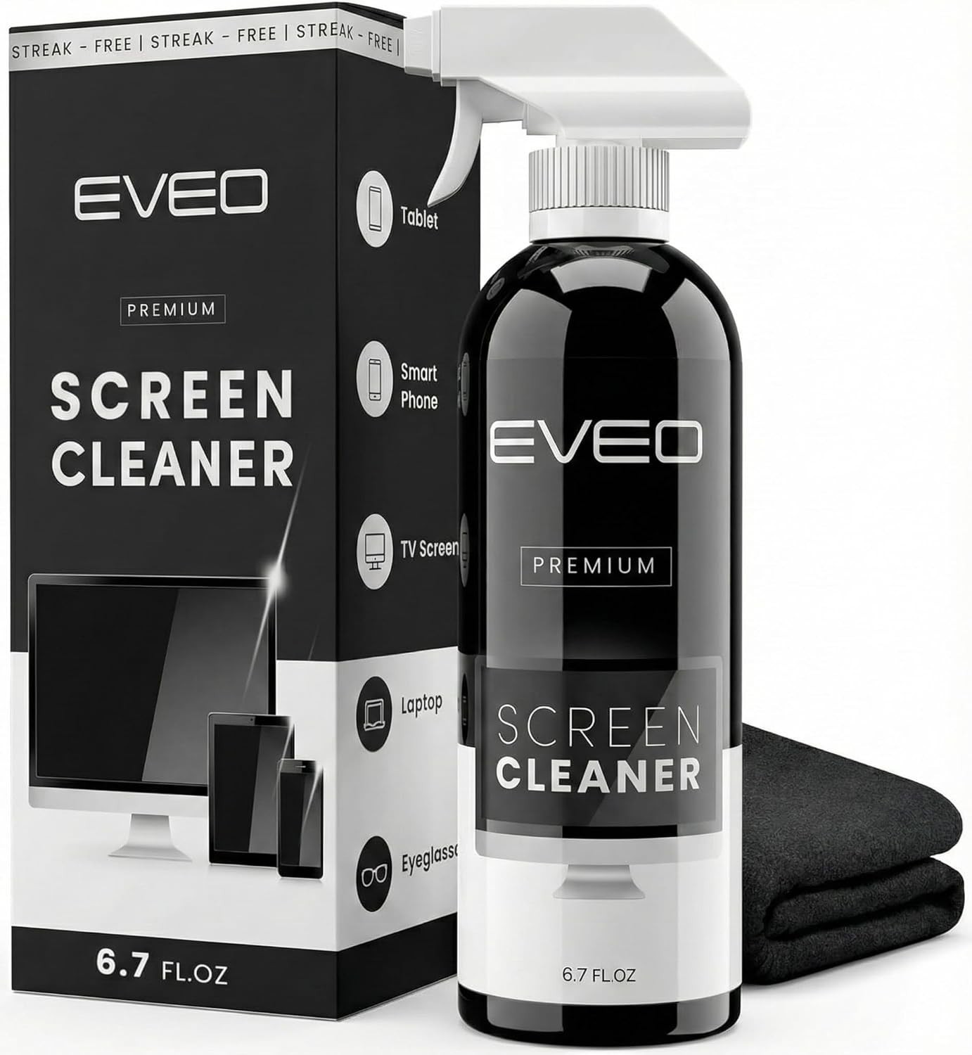 EVEO® Screen Cleaner Spray Kit (Streak-Free) TV Screen Cleaner for Smart TV Free
