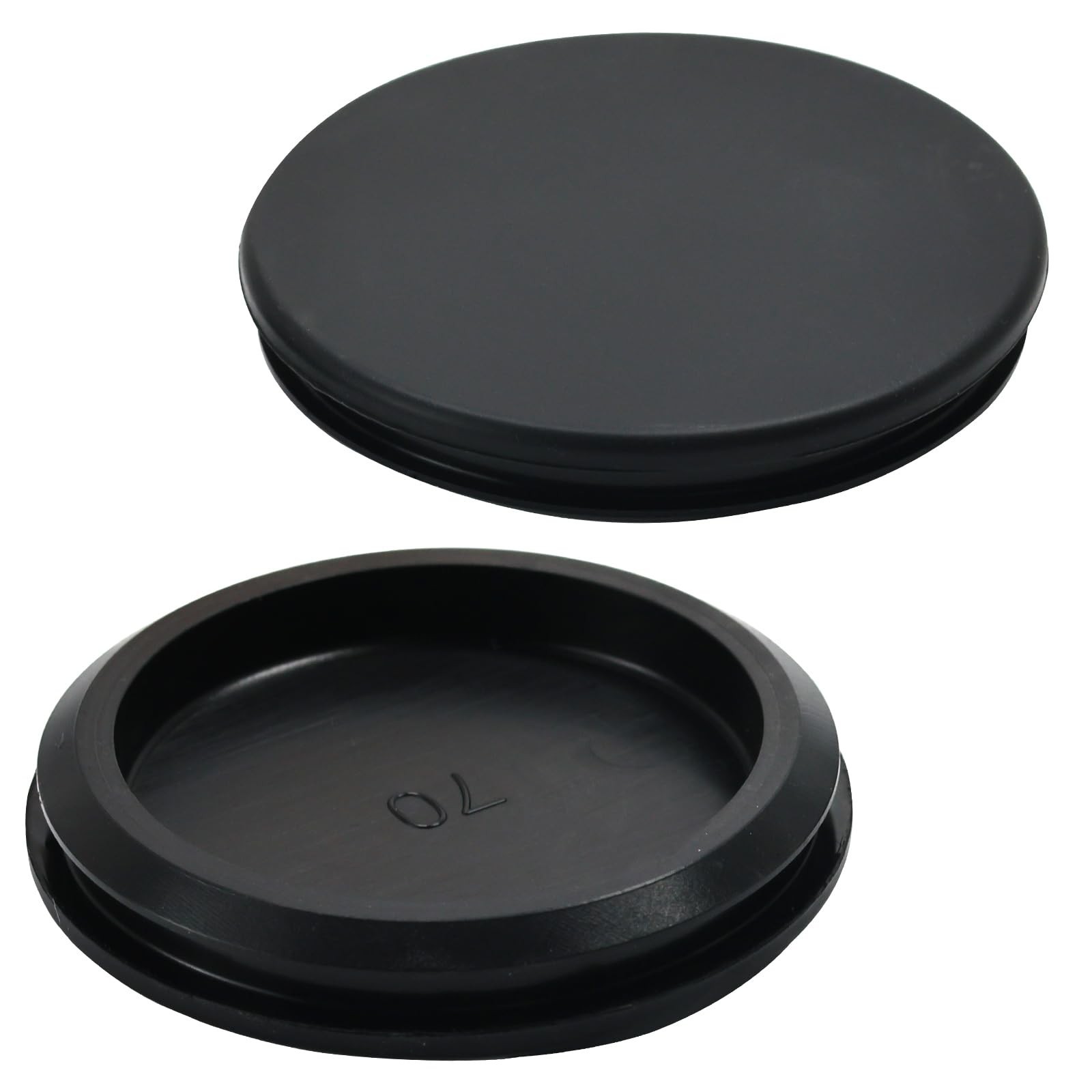 EASYEAH 2PCS Rubber Plugs for Round Holes - 2-5/8"(70mm) Black Snap in Lockin...