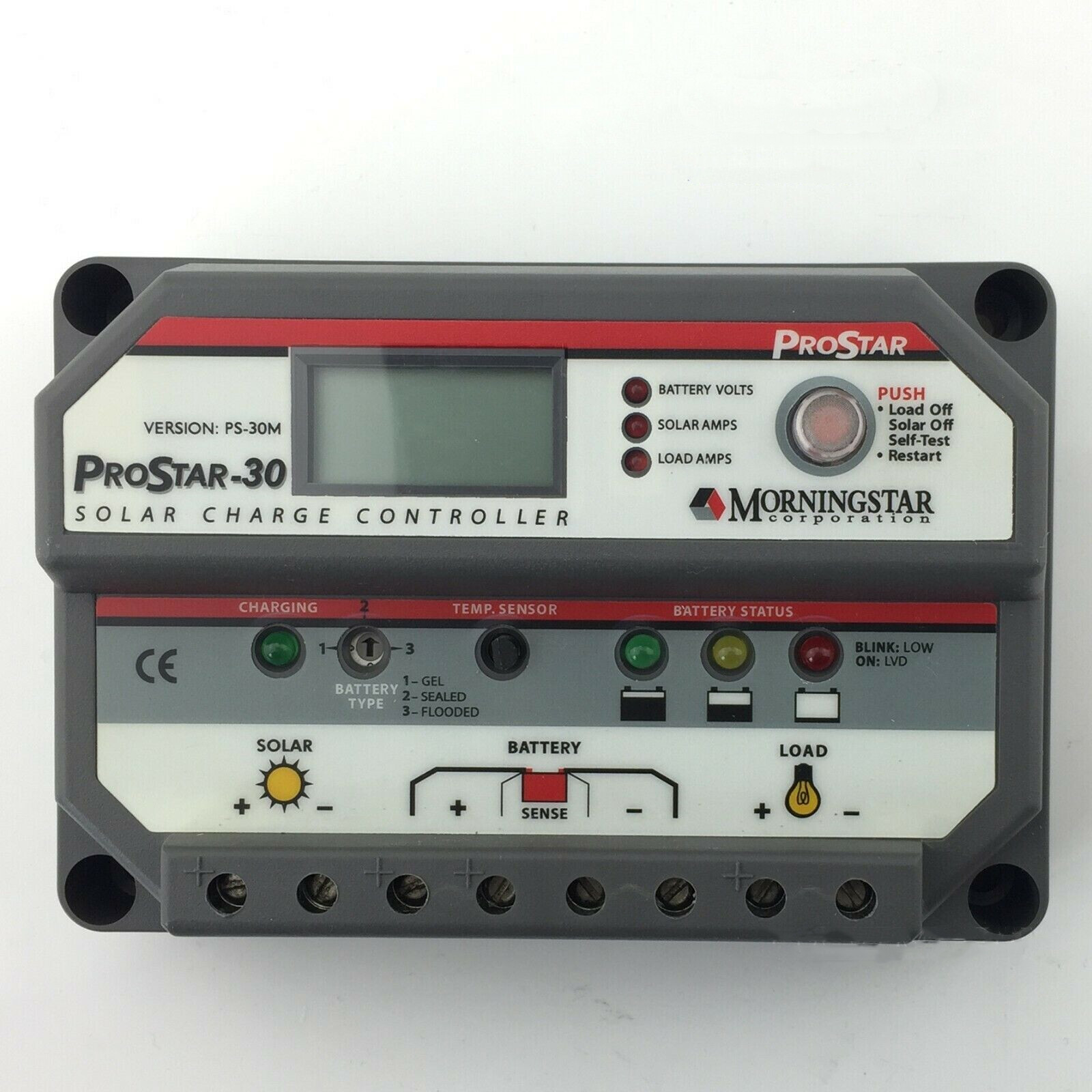 New MORNINGSTAR PROSTAR PS-30M with LCD Display PWM Charge Controller 12/24V 30A