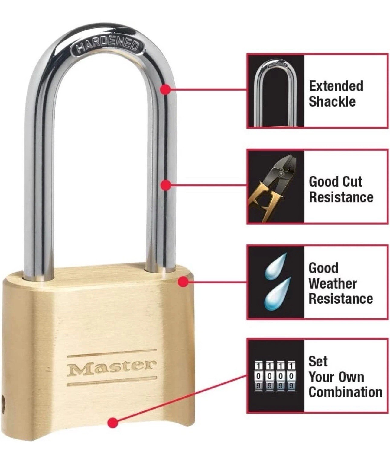 Master 175LH Set Your Own Combination Padlock with Extra Long Shackle