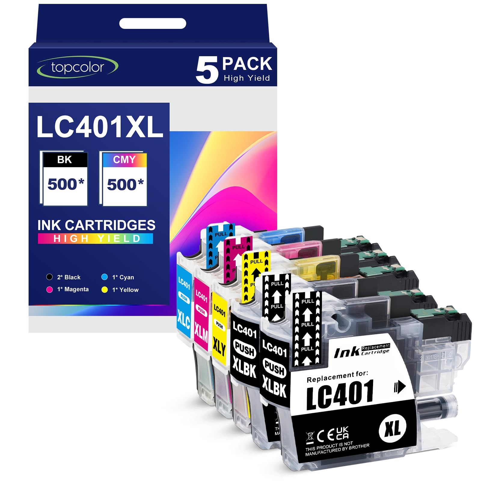 LC401XL LC401 XL Ink Cartridges Non-OEM Compatible for Brother 401XL LC-401 High