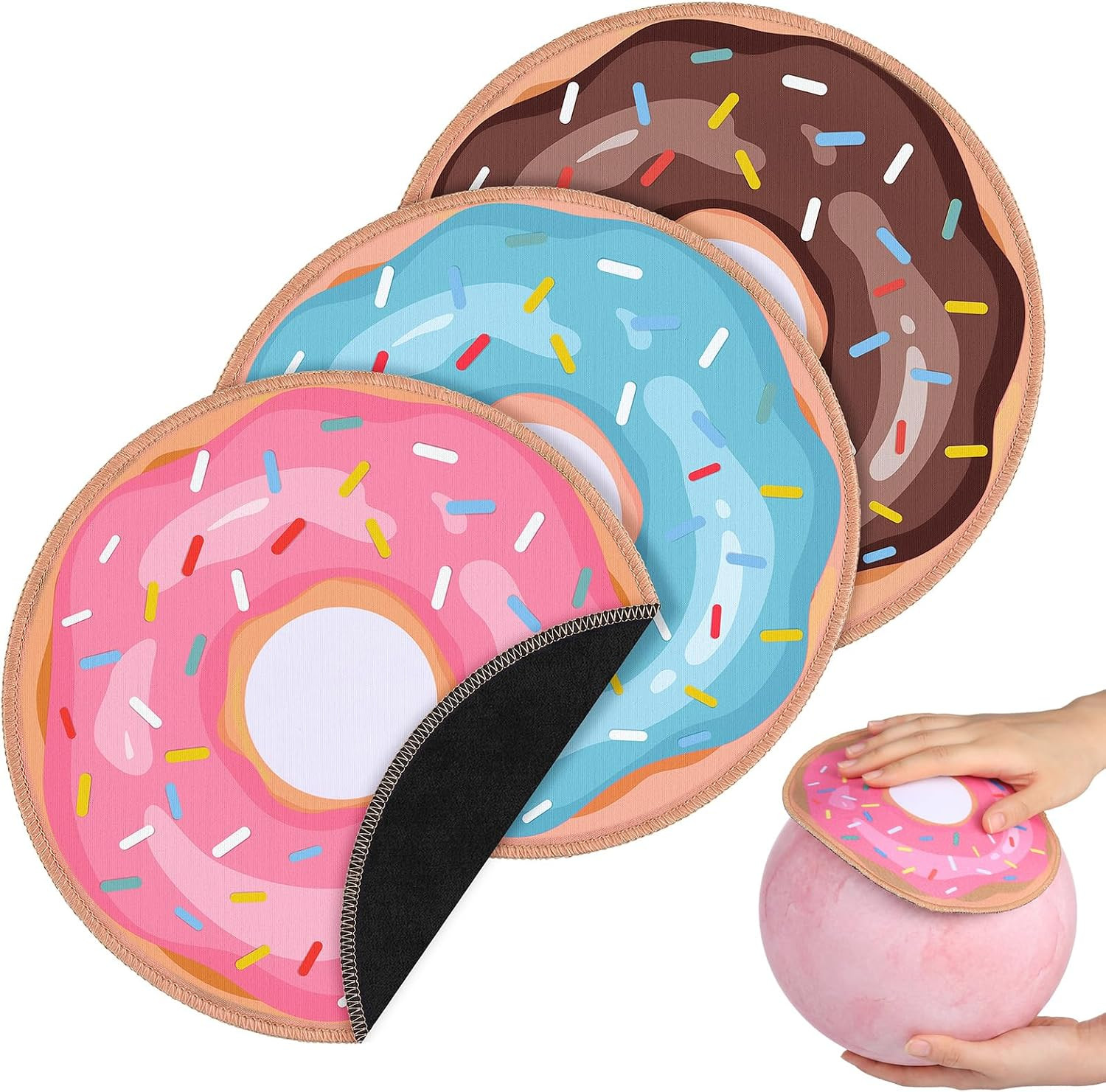 3 Pack Donut Bowling Ball Cleaner Pad 7 Inch Shammy Leather Microfiber Towels