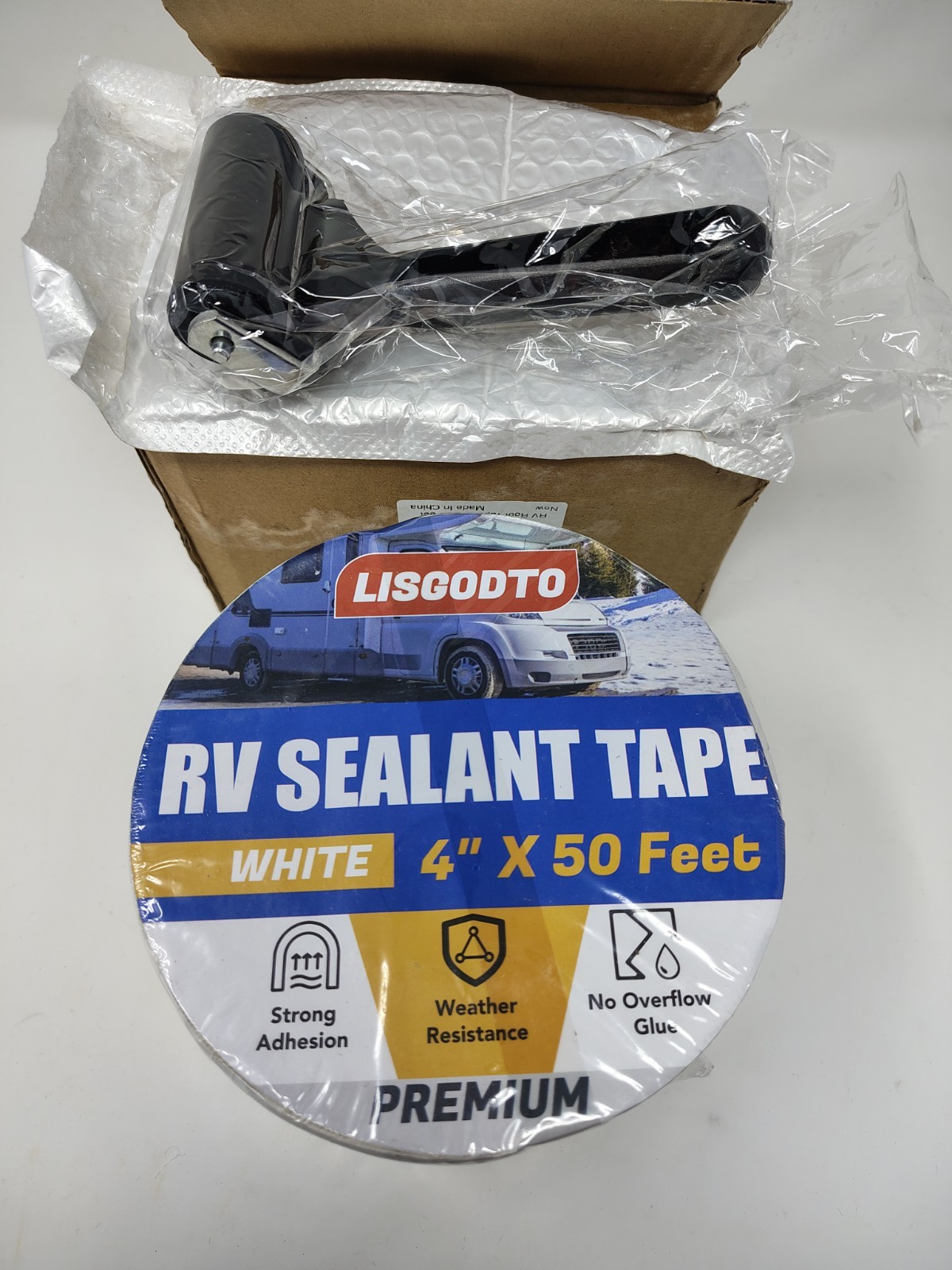 RV Roof Sealant Tape 4" x 50' White Waterproof Repair Tape w/ Roller NEW