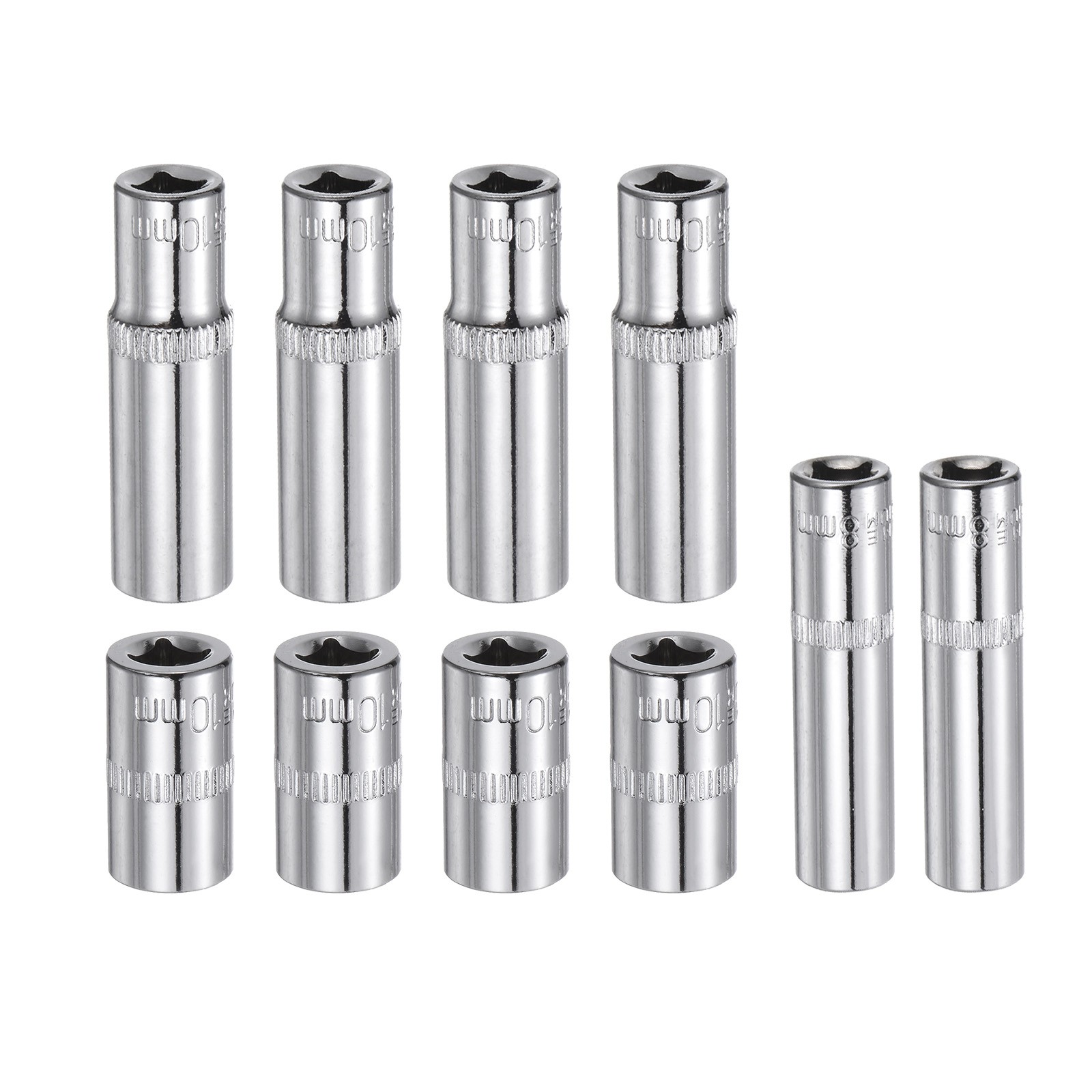 10mm 8mm 1/4" Drive 6-Point Shallow Socket Cr-V Deep Shallow Socket