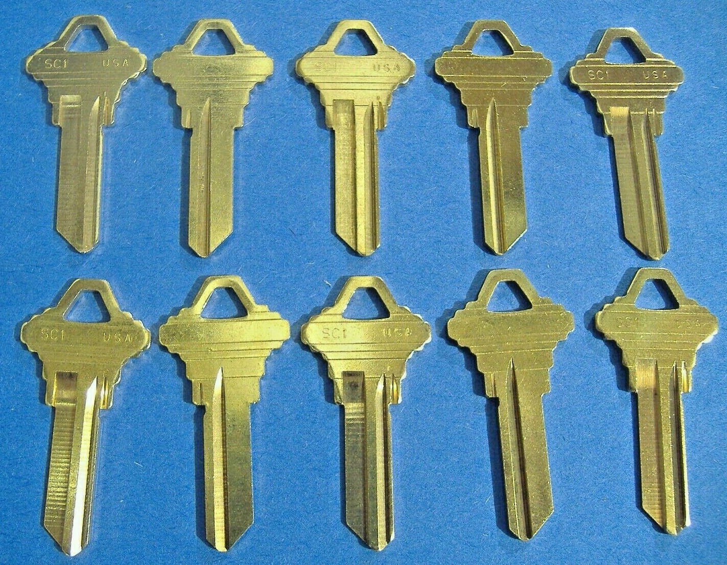LOT OF TEN ilco LOCKSMITH SC1 KEY BLANKS FITS SCHLAGE SOLID BRASS (10 KEYS)