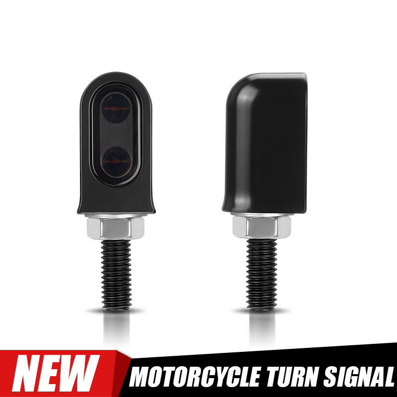 2X Motorcycle Mini LED Turn Signals Blinker Light Amber For Cafe Racer Bobber