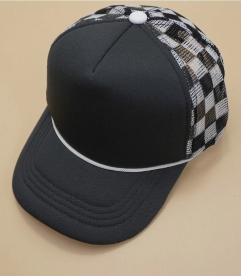 BRAND NEW WITH TAGS Black Checkered Trucker Snapback Cap