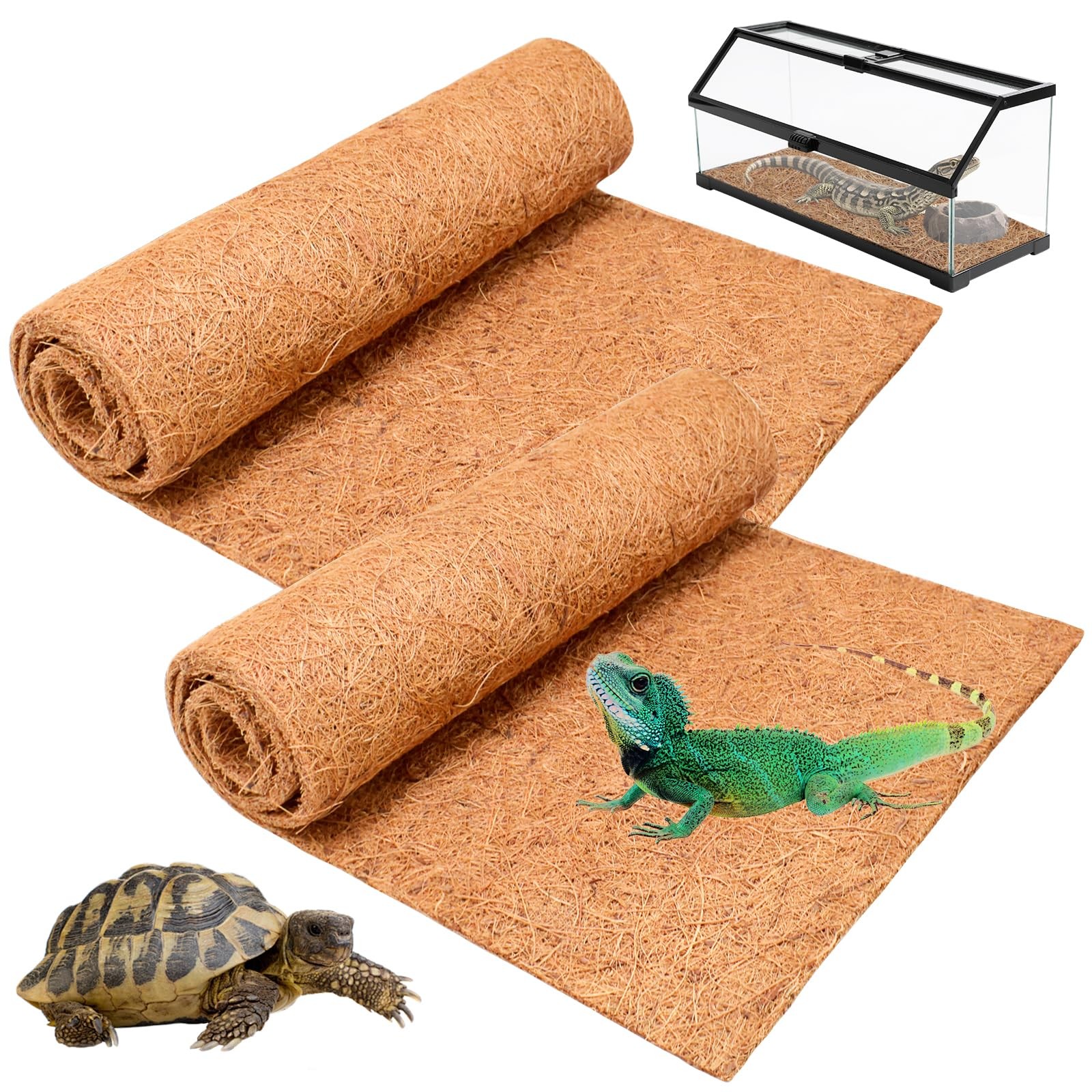 Halatool 12″×30″ Reptile Carpet for 20 Gallon 12 x 30 inch-2packs, Brown