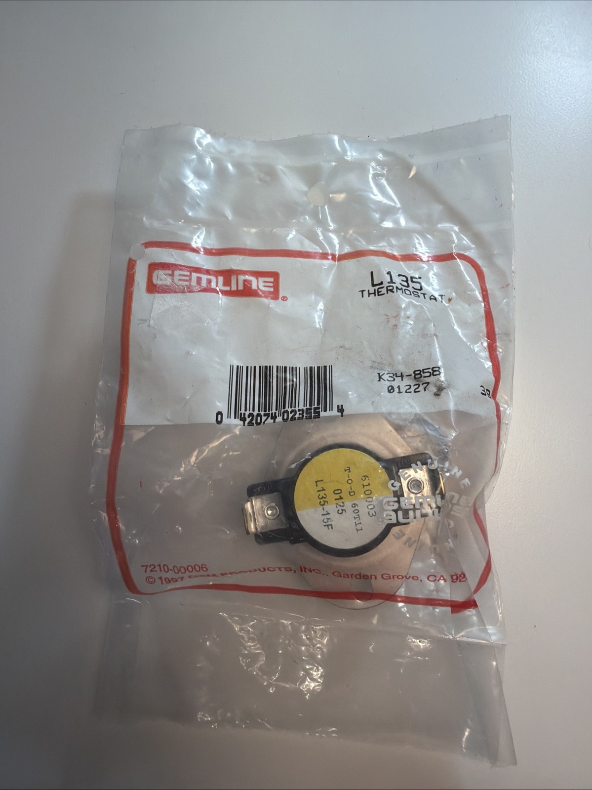 Gemline L135 Thermostat K34-858