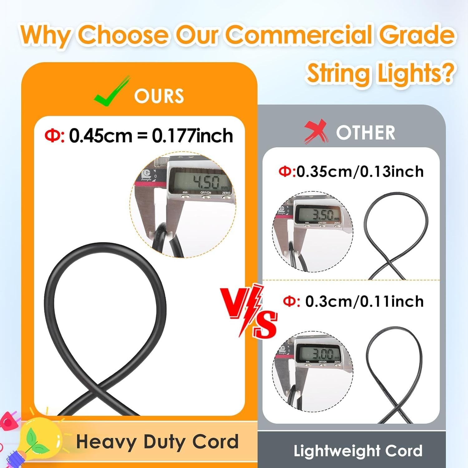 3 Color Outdoor LED Dimmable String Lights for Patio with Remote, Plug in 48FT