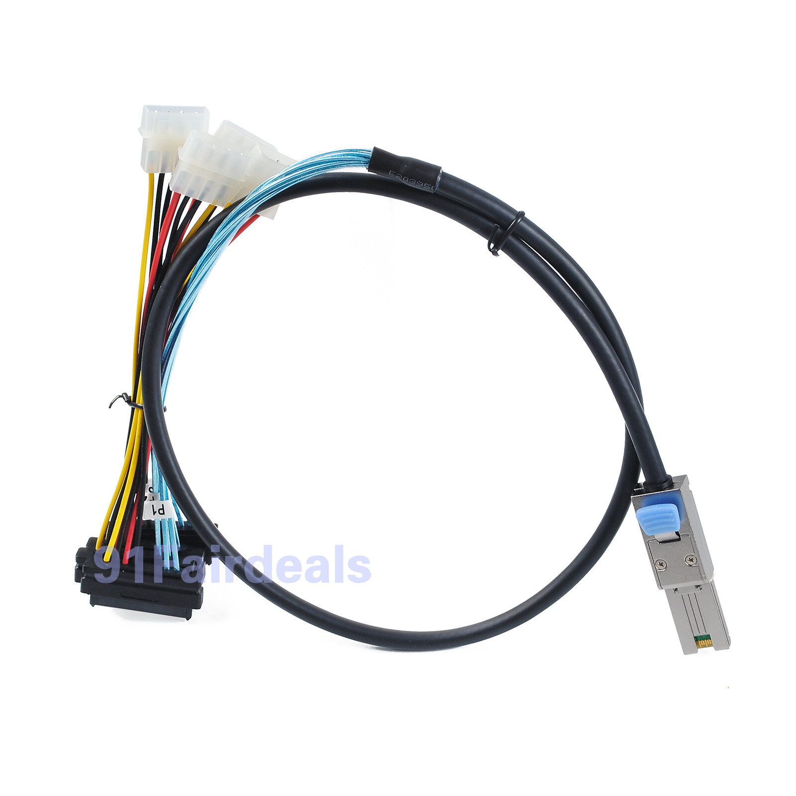 Mini SAS SFF-8088 to SAS SFF-8482 Male 29Pin with 4Pin IDE Power Drive Cable 1M