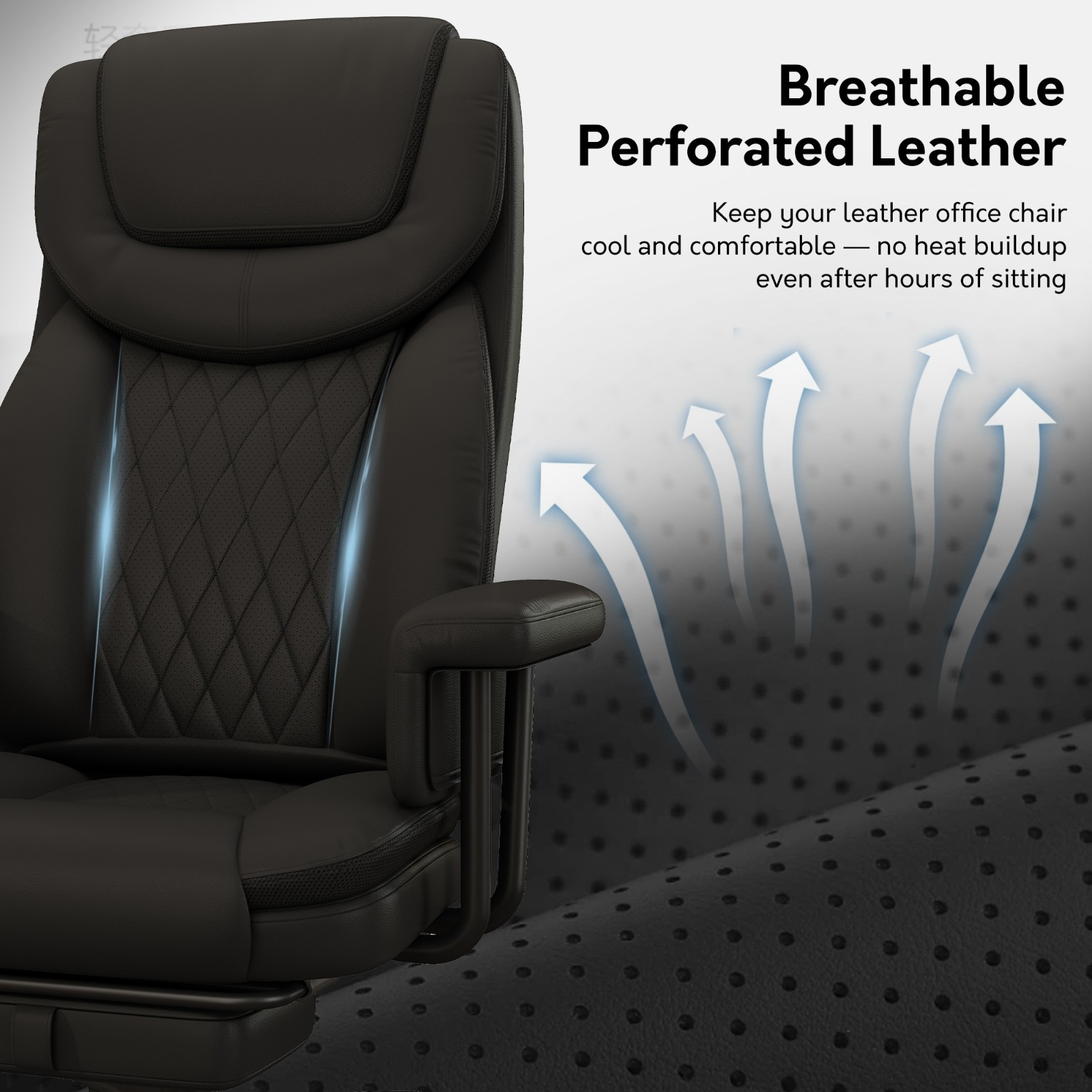 Executive PU Office Chair Big and Tall 400LBS with Reclining Footrest Padded Arm