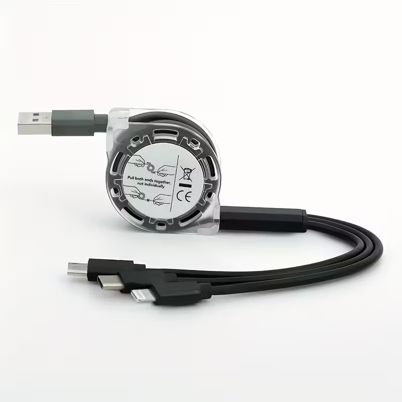 3 in 1 Retractable Multi Charging Cable, 2Pack Multi Fast Charging Cord Retracta