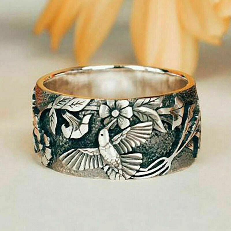 Fashion Flower 925 Silver Filled Ring Women Party Jewelry Gift Sz 5-10