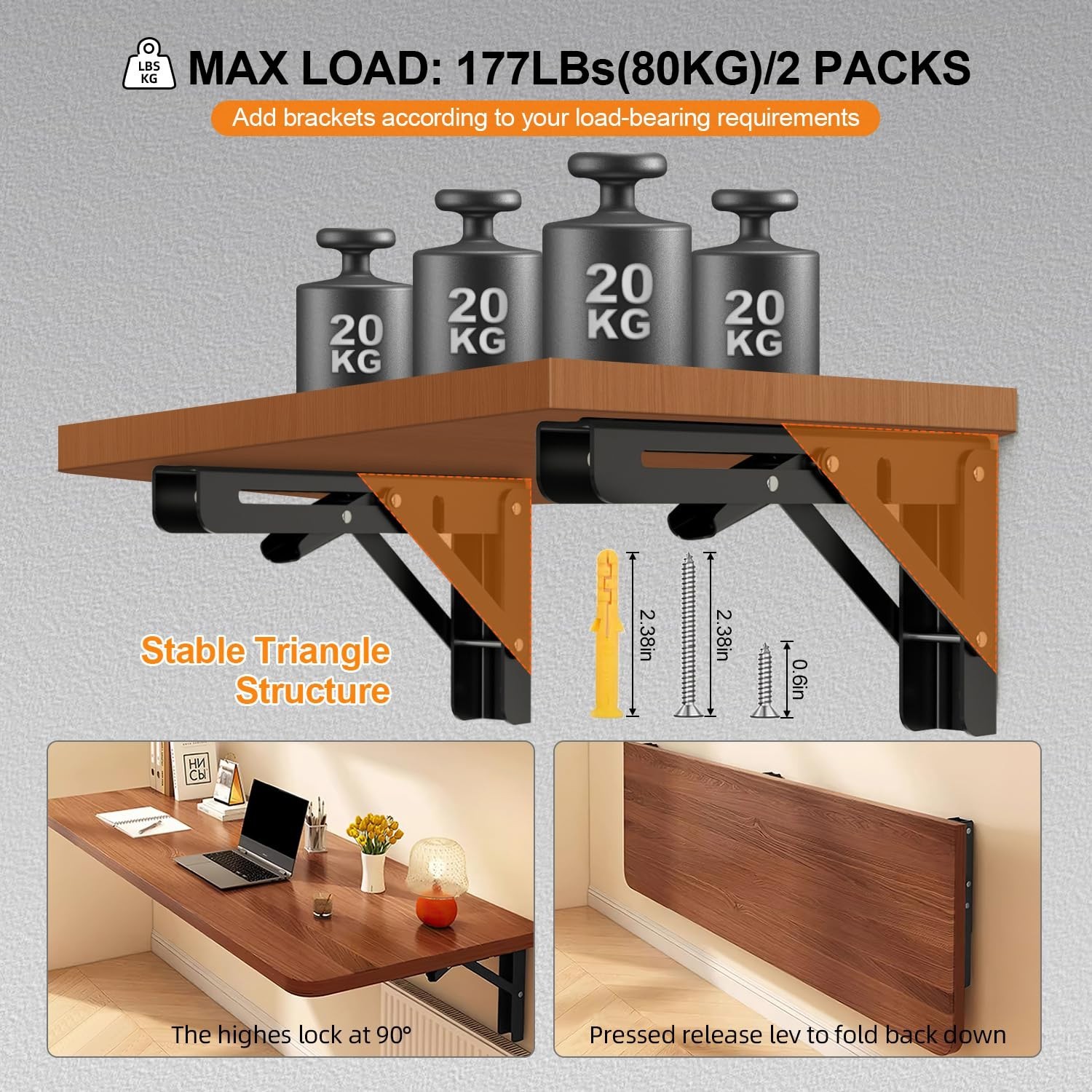 Folding Shelf Brackets 24 inch Foldable Shelf Bracket Heavy Duty Collapsible ...