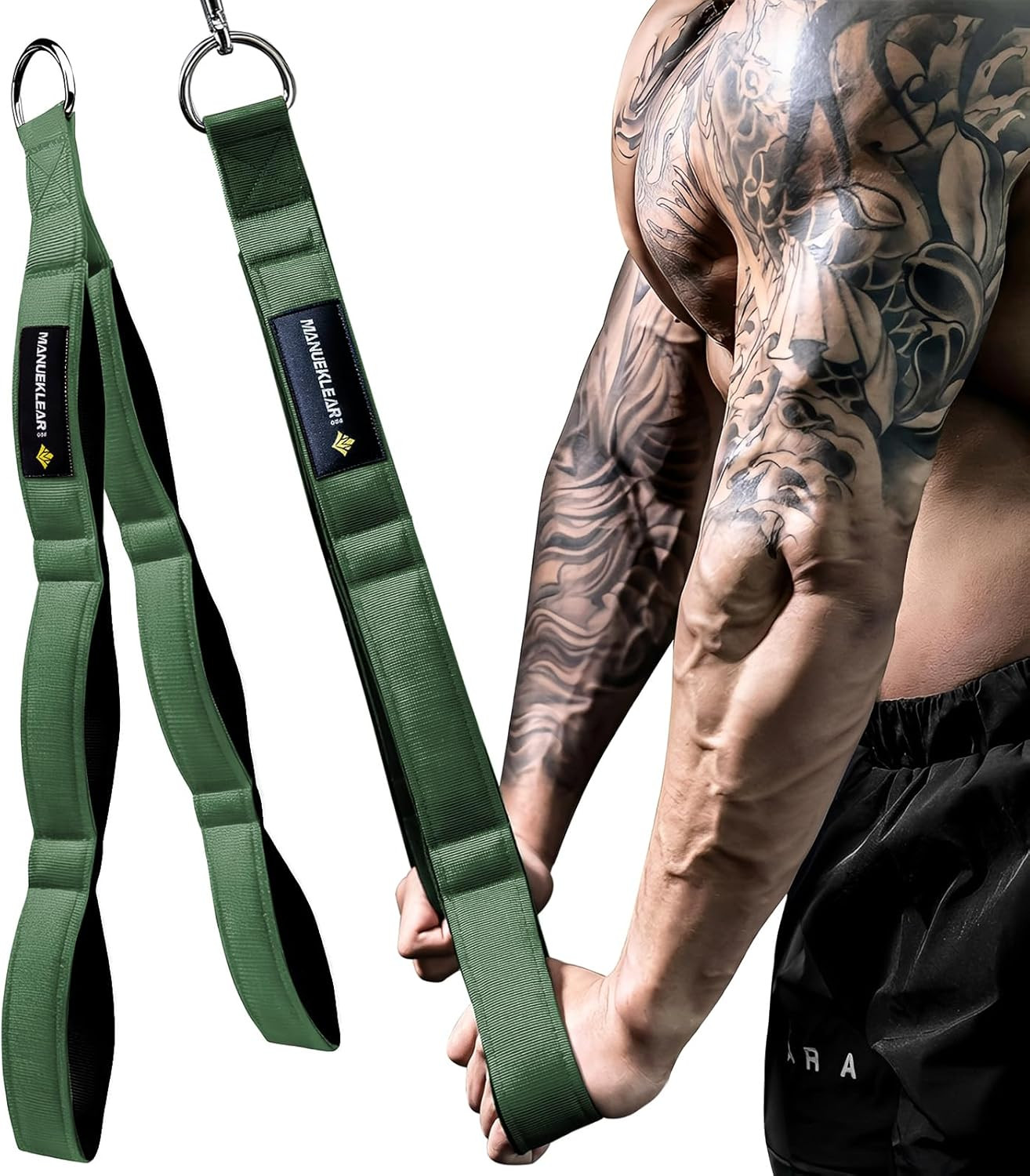 MANUEKLEAR 3 Grip Lengths in 1 Tricep Rope Cable Attachment with Ergonomic Handl