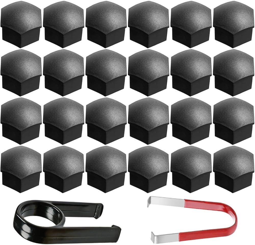 24pcs 17mm Hexagonal Wheel Nut Caps Covers Grey with Removal Tool