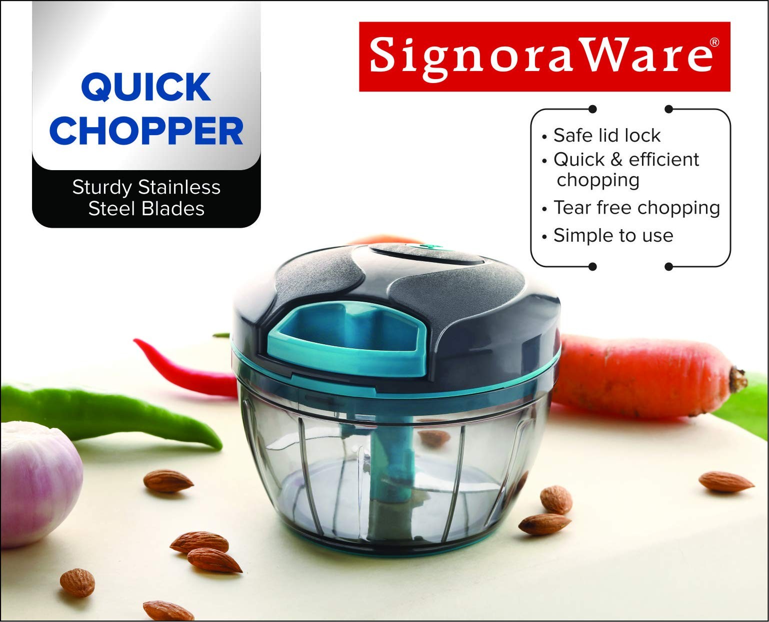 SIGNORAWARE Manual Food Processor, Vegetable Chopper -Easy Pull Hand String- ...
