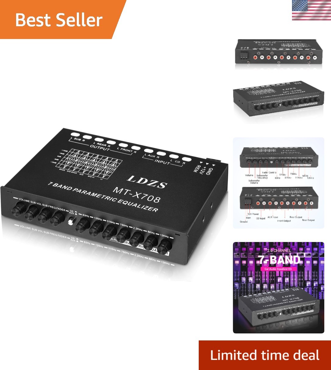 Versatile 7-Band Car Equalizer: Customizable Tone Control for Enhanced Audio