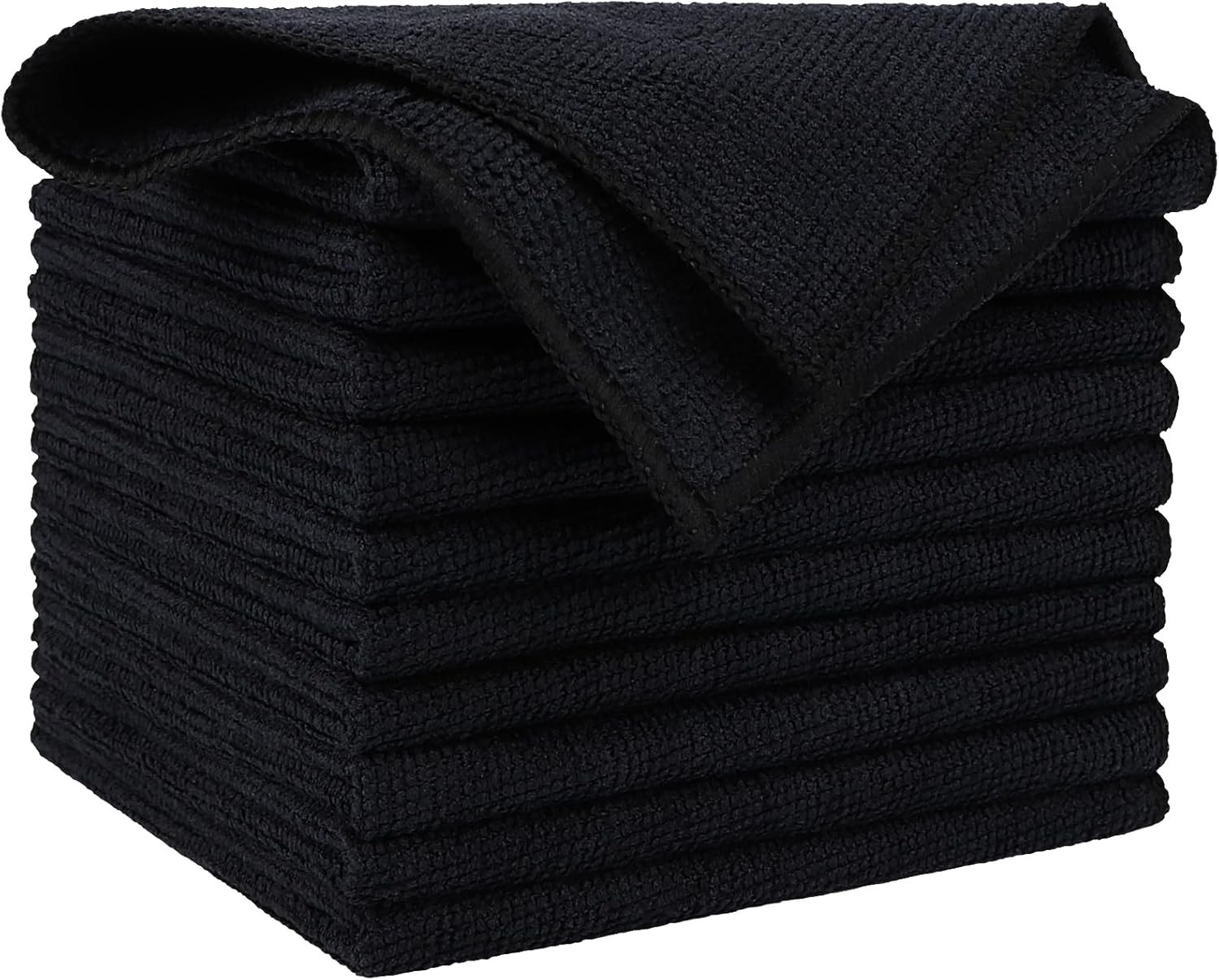 AIDEA Microfiber Cleaning Cloth Black 10PK, Microfiber Towels for Cars, Premium