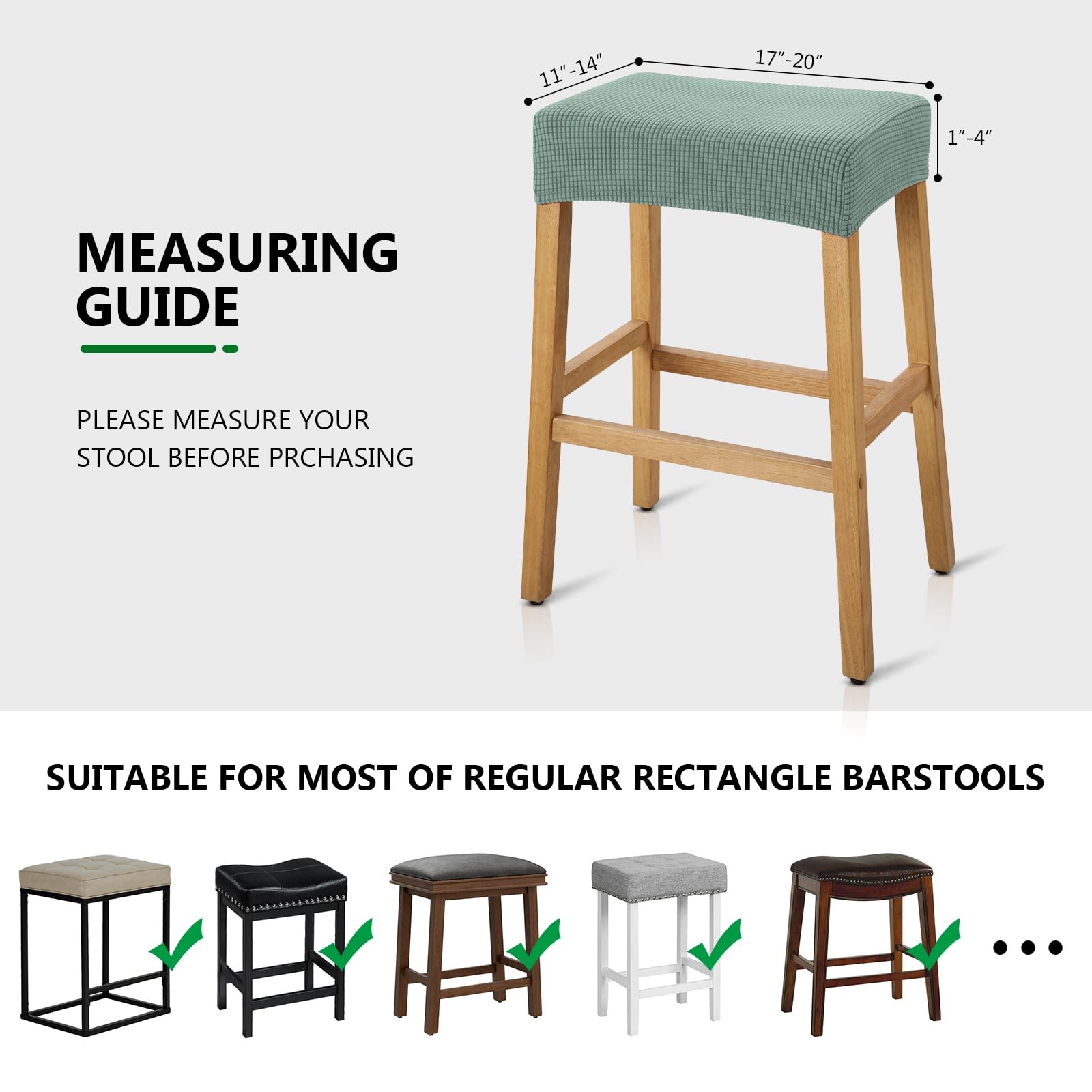 Stool Covers Rectangle - 4 Pack Stretch Waterproof Saddle Seat Cover Counter ...