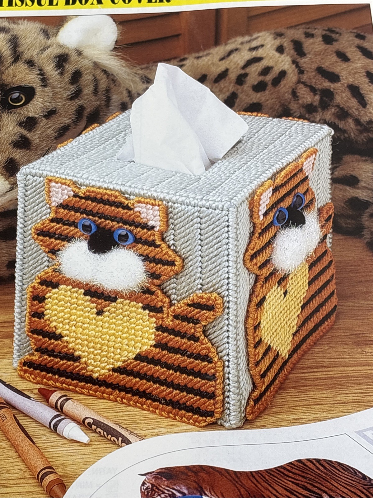 Tiger Tissue Box Cover Annie's Attic Plastic Canvas Pattern Page