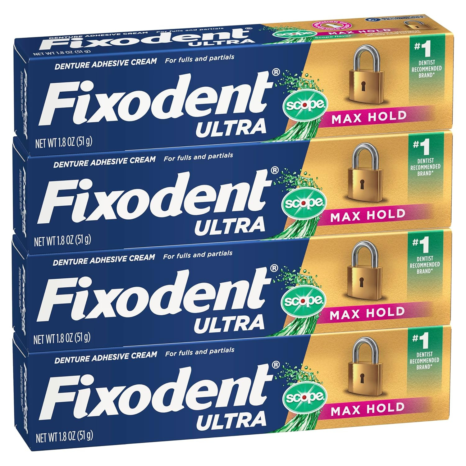 Ultra Max Hold plus Scope Secure Denture Adhesive for Full and Partial Dentur...