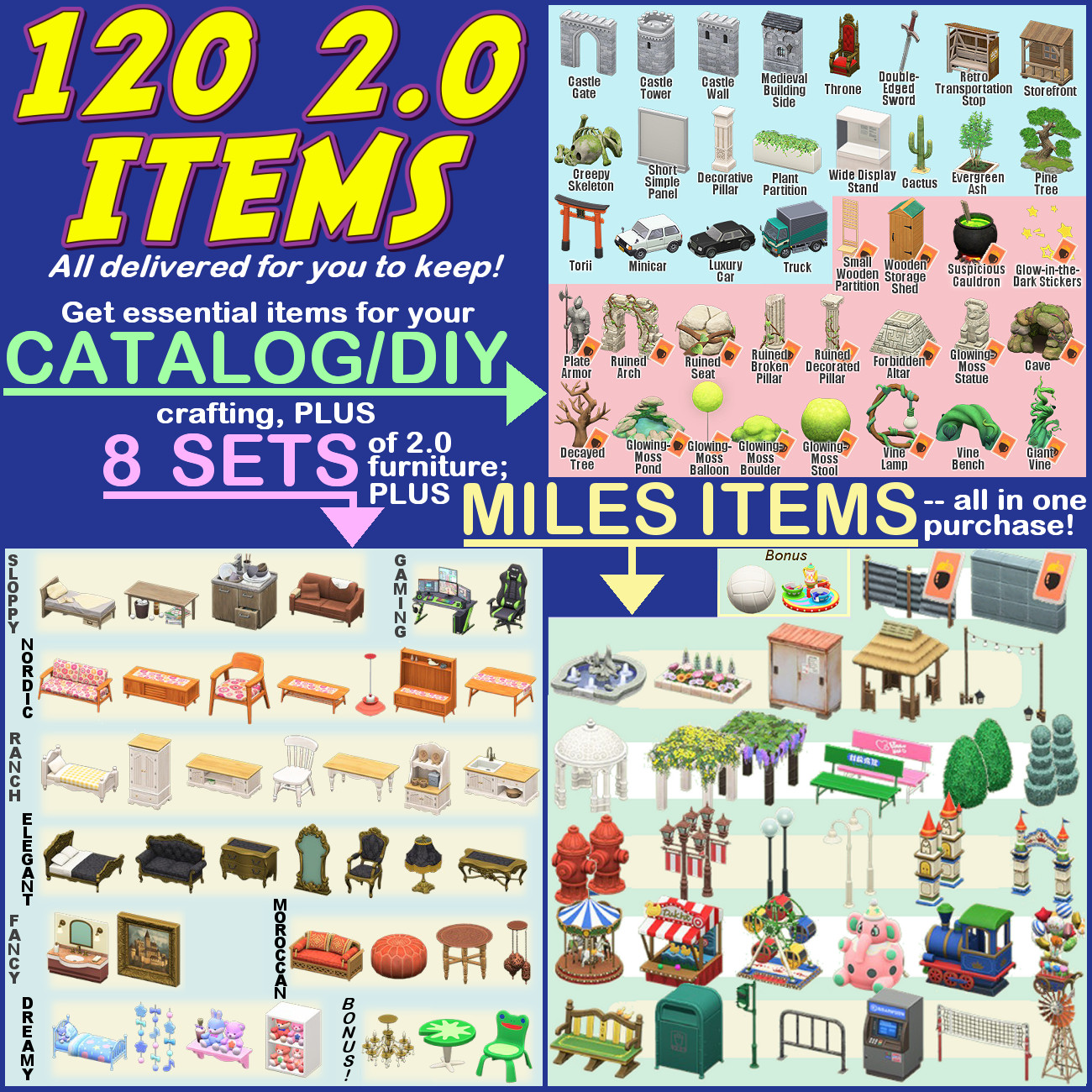 120 2.0 UPDATE items: Furniture, DIYs, Miles items! Animal Crossing:New Horizons