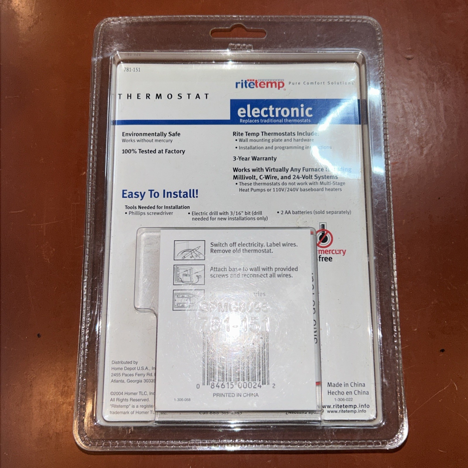 Ritetemp Heat Only Thermostat Universal - Model 8095