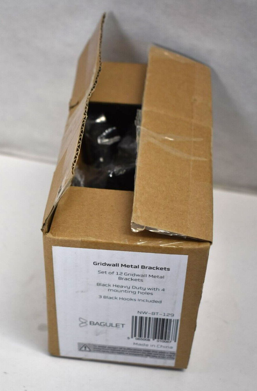 Bagulet Black Gridwall Mount Brackets For Panel 12 Pack Low Profile Black