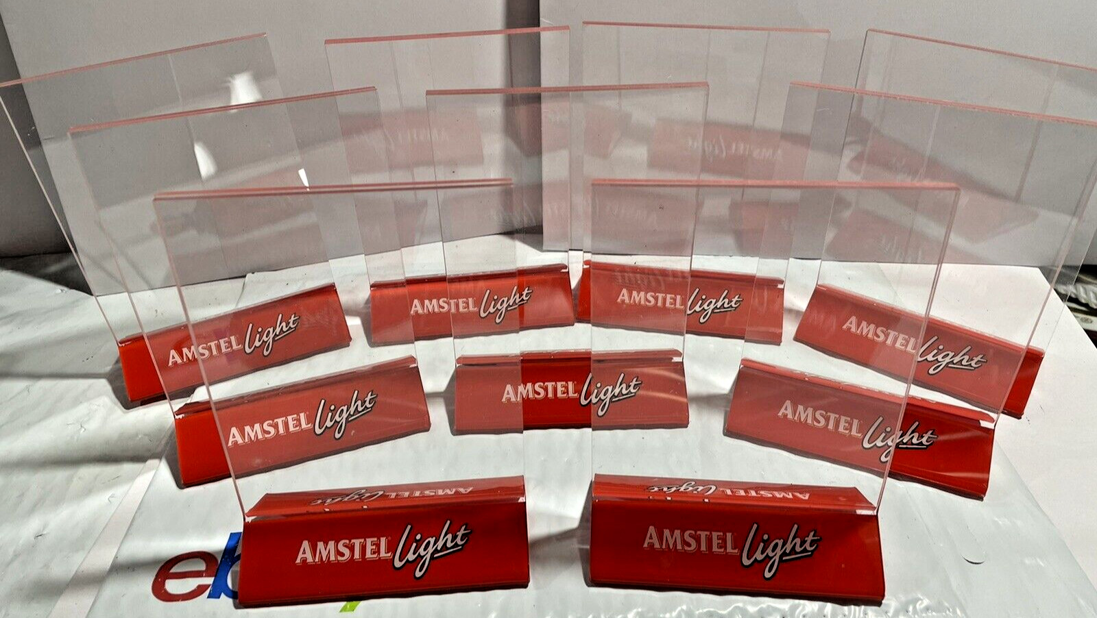 Lot of 9 - Amstel Light Table Tent Holders 2001 Promo Vintage 6-3/4 x 4-1/2"
