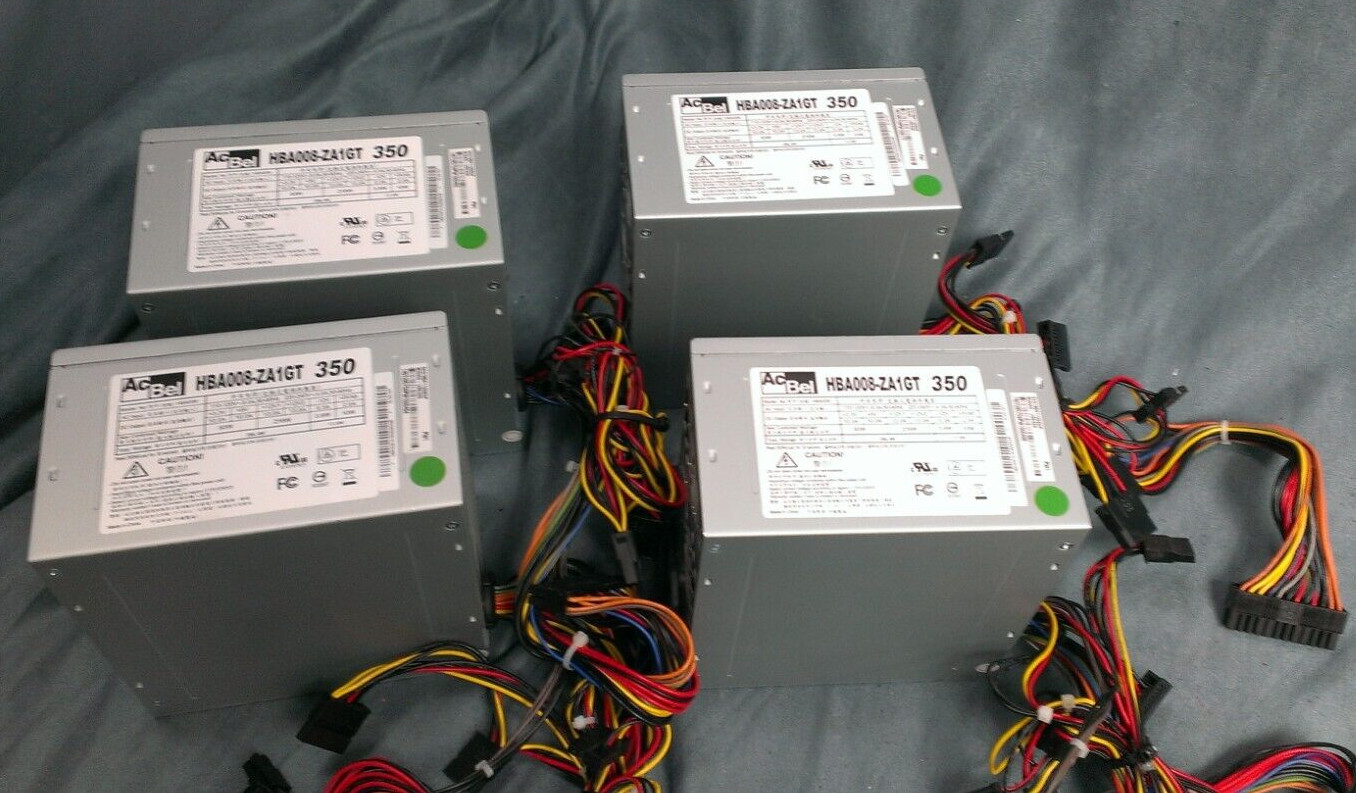 LOT of 4 ASUS ESSENTIO Series PC 350W 24 PIN POWER SUPPLY  AcBel HBA008-ZA1GT